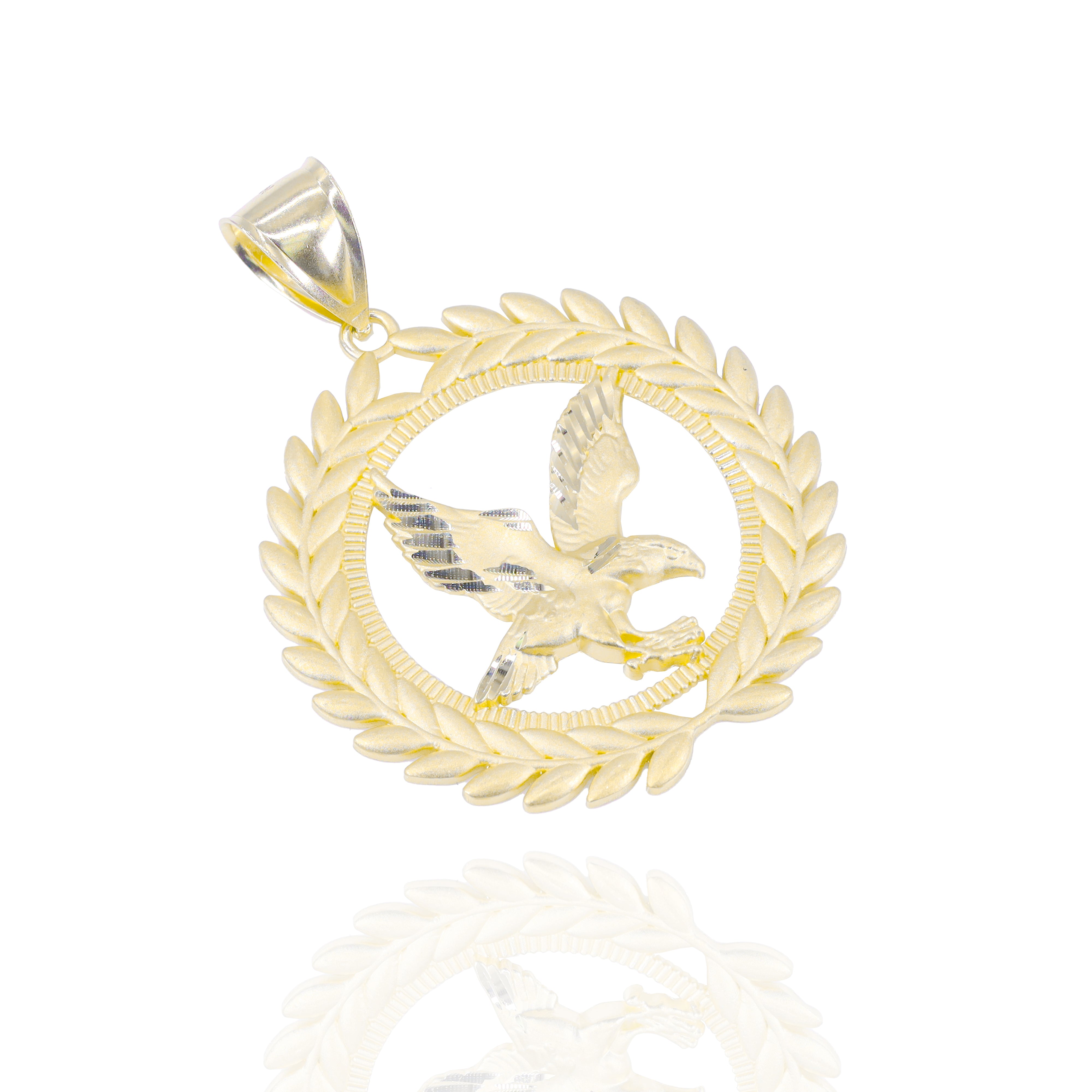 Olive Branch Eagle Gold Pendant
