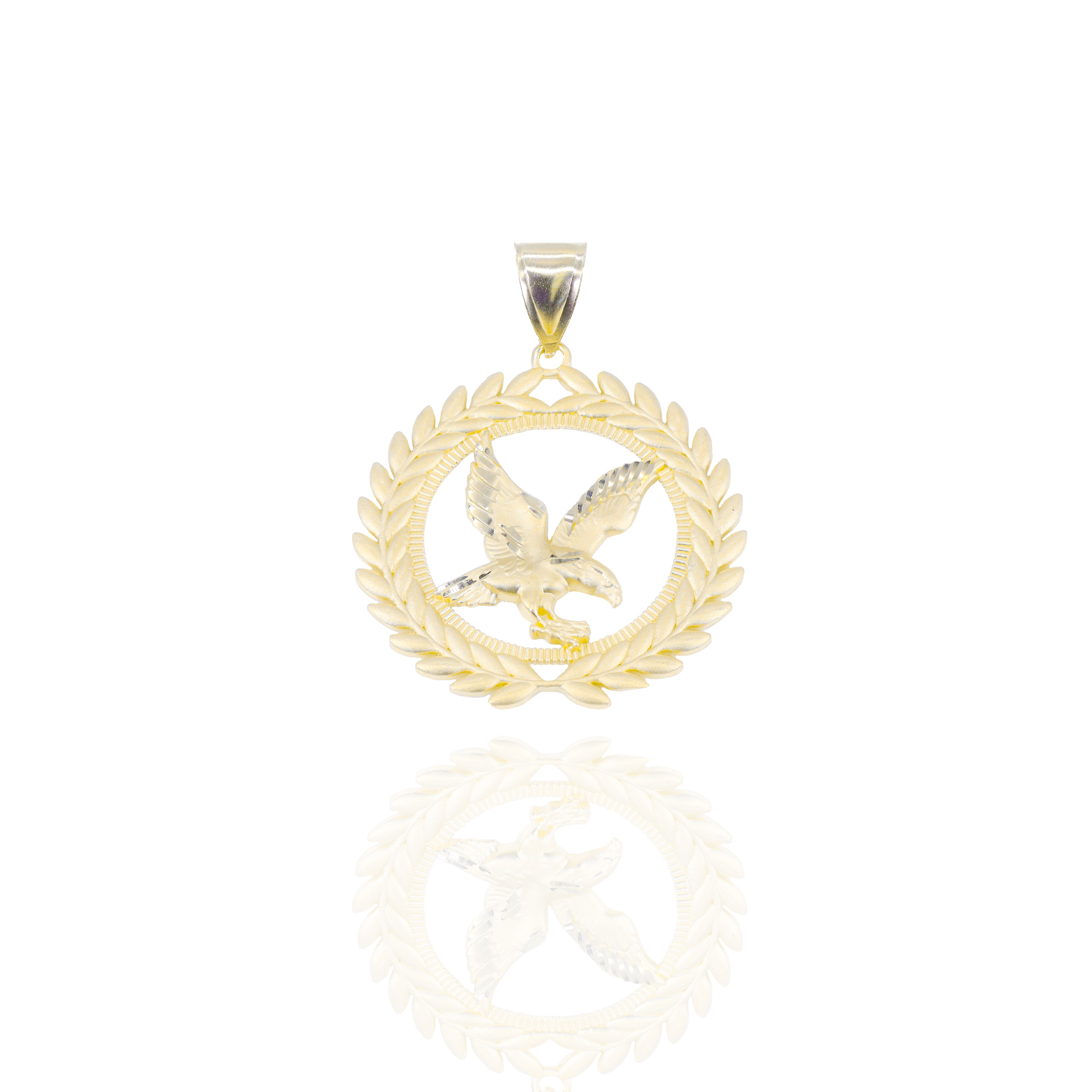 Olive Branch Eagle Gold Pendant