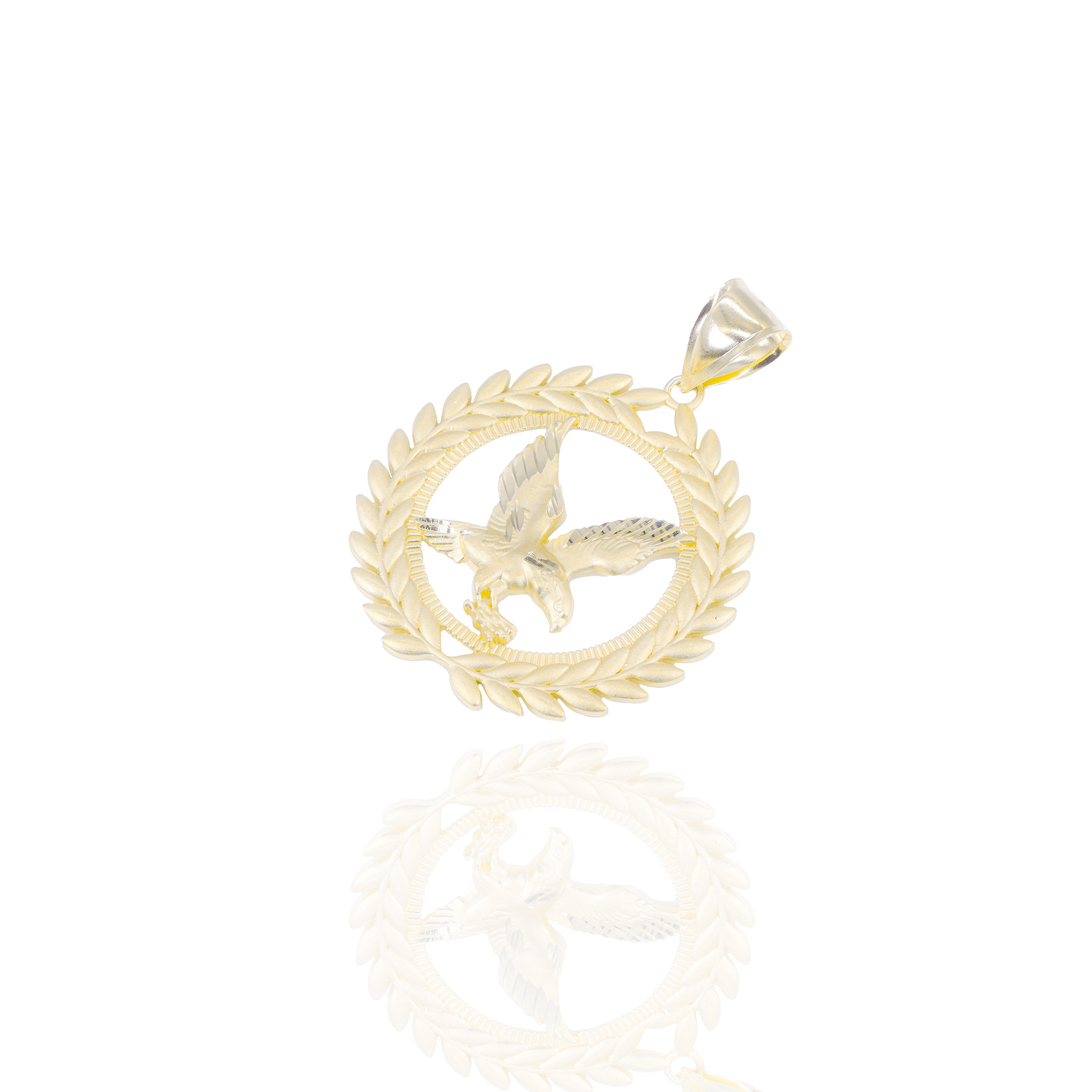 Olive Branch Eagle Gold Pendant