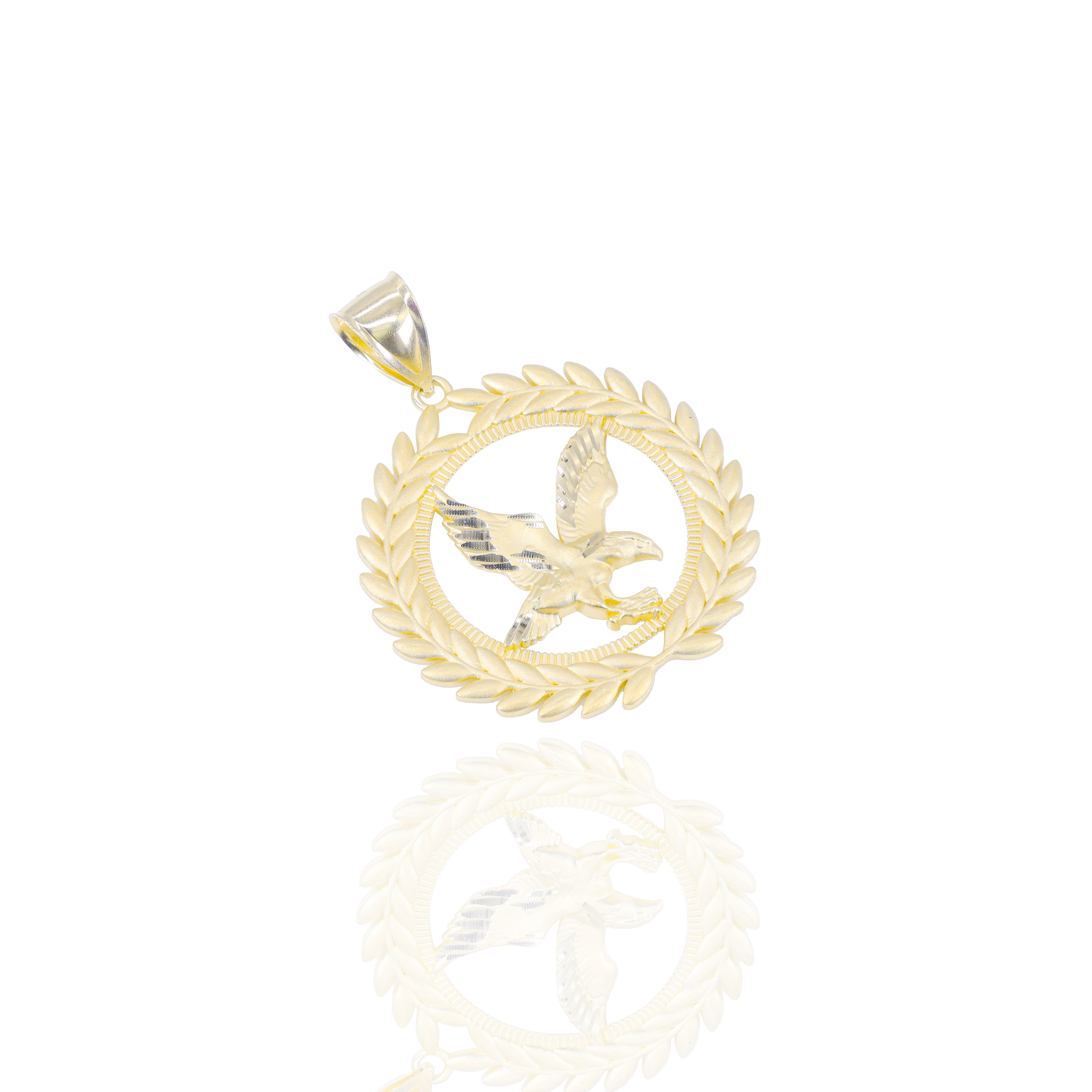 Olive Branch Eagle Gold Pendant