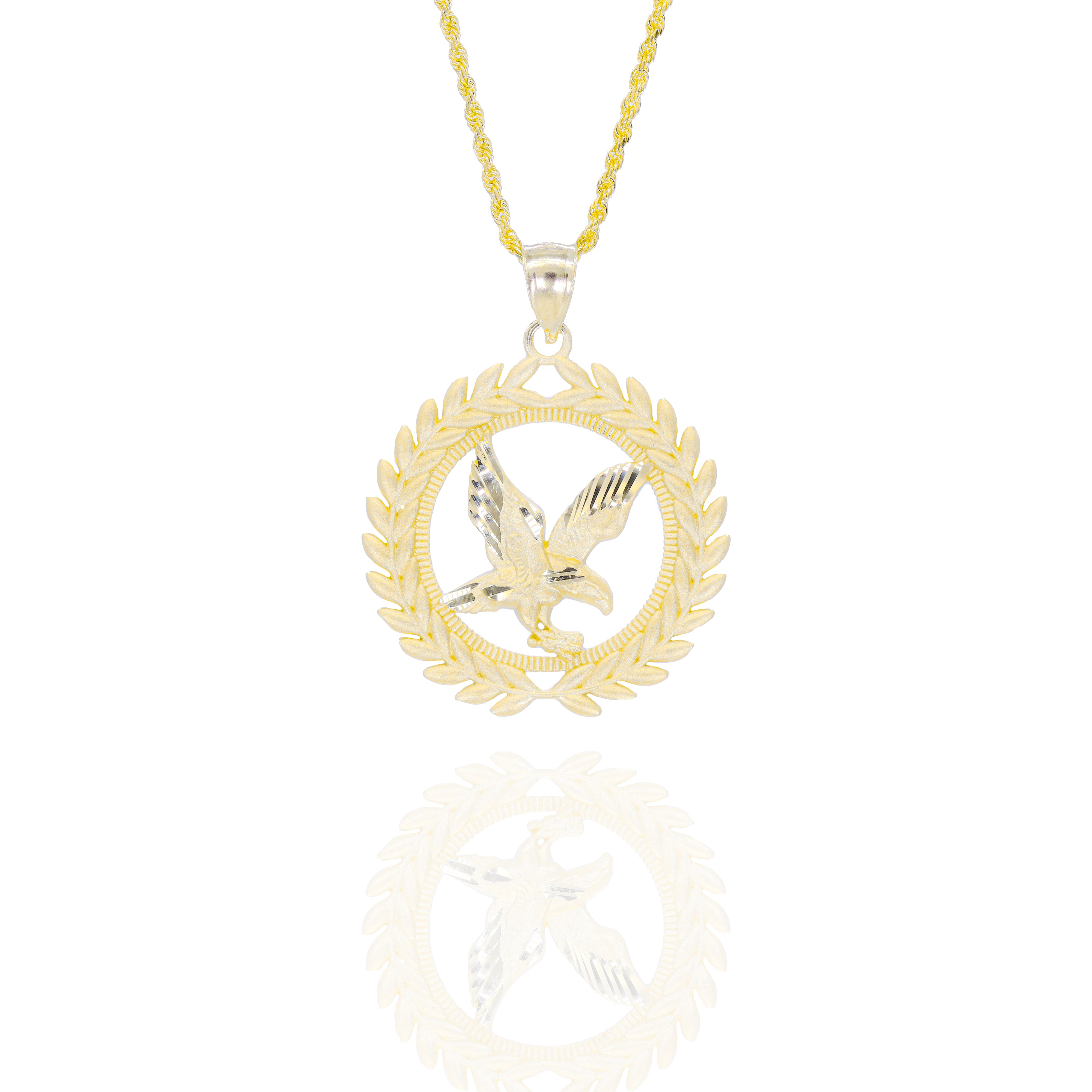 Olive Branch Eagle Gold Pendant