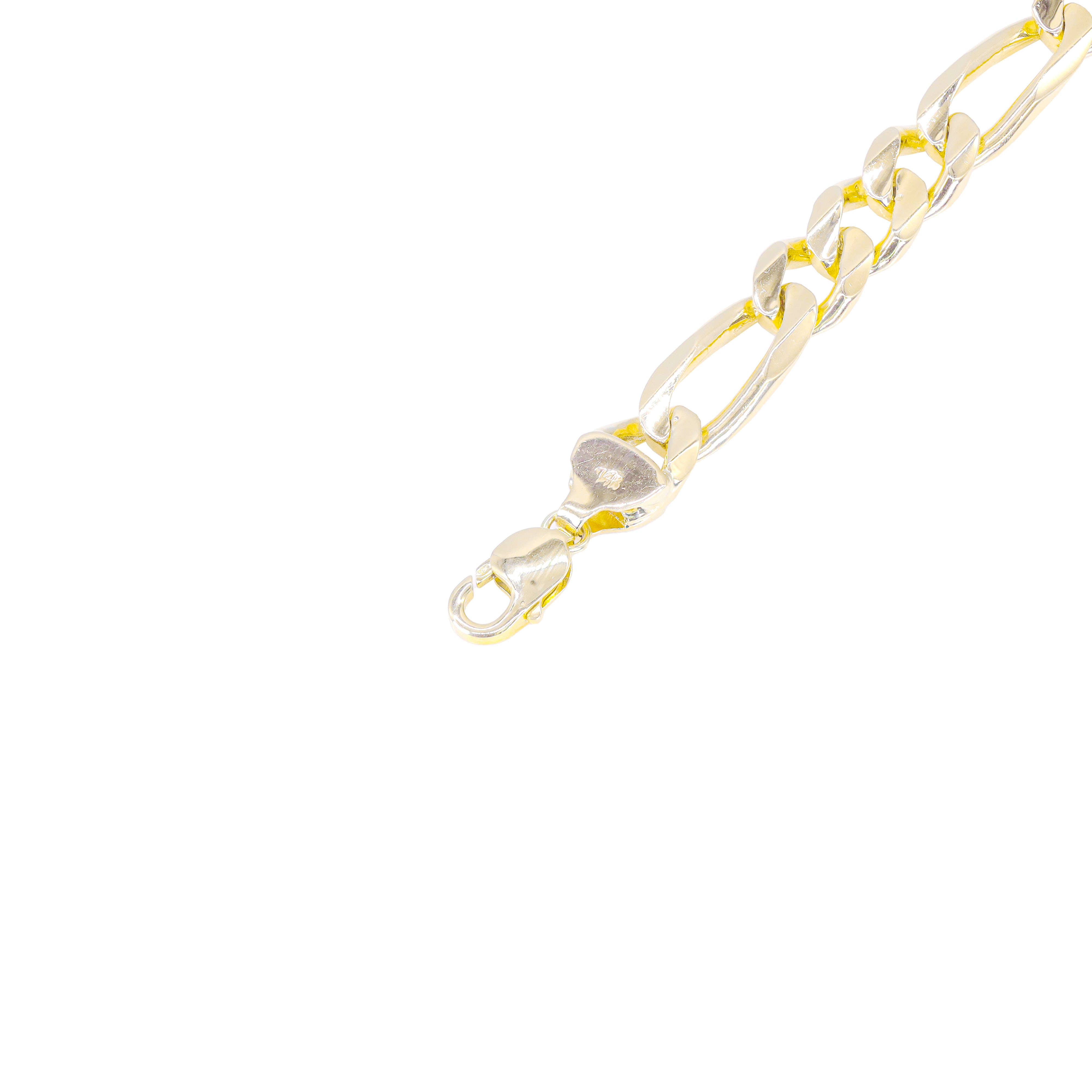 14KT Solid Yellow Gold Thick Figaro Bracelet