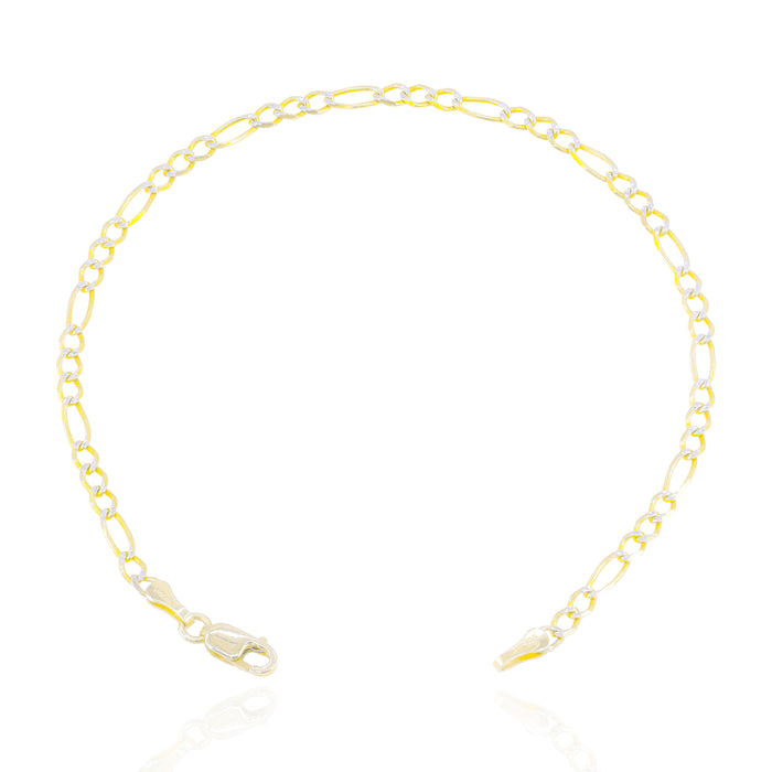 10KT Solid Two-Tone Gold Figaro Bracelet image