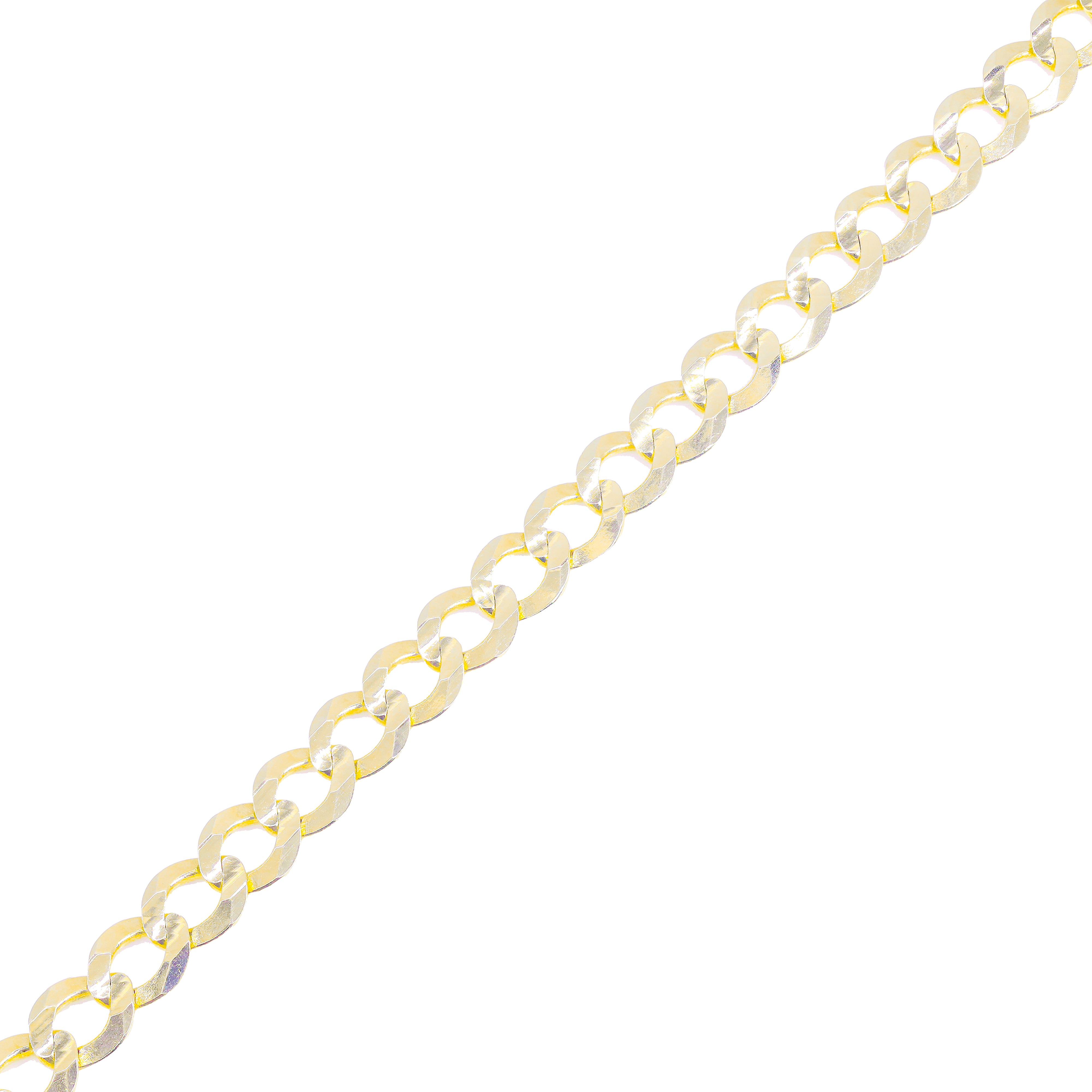14KT Solid Flat Curb Cuban Yellow Gold Chain