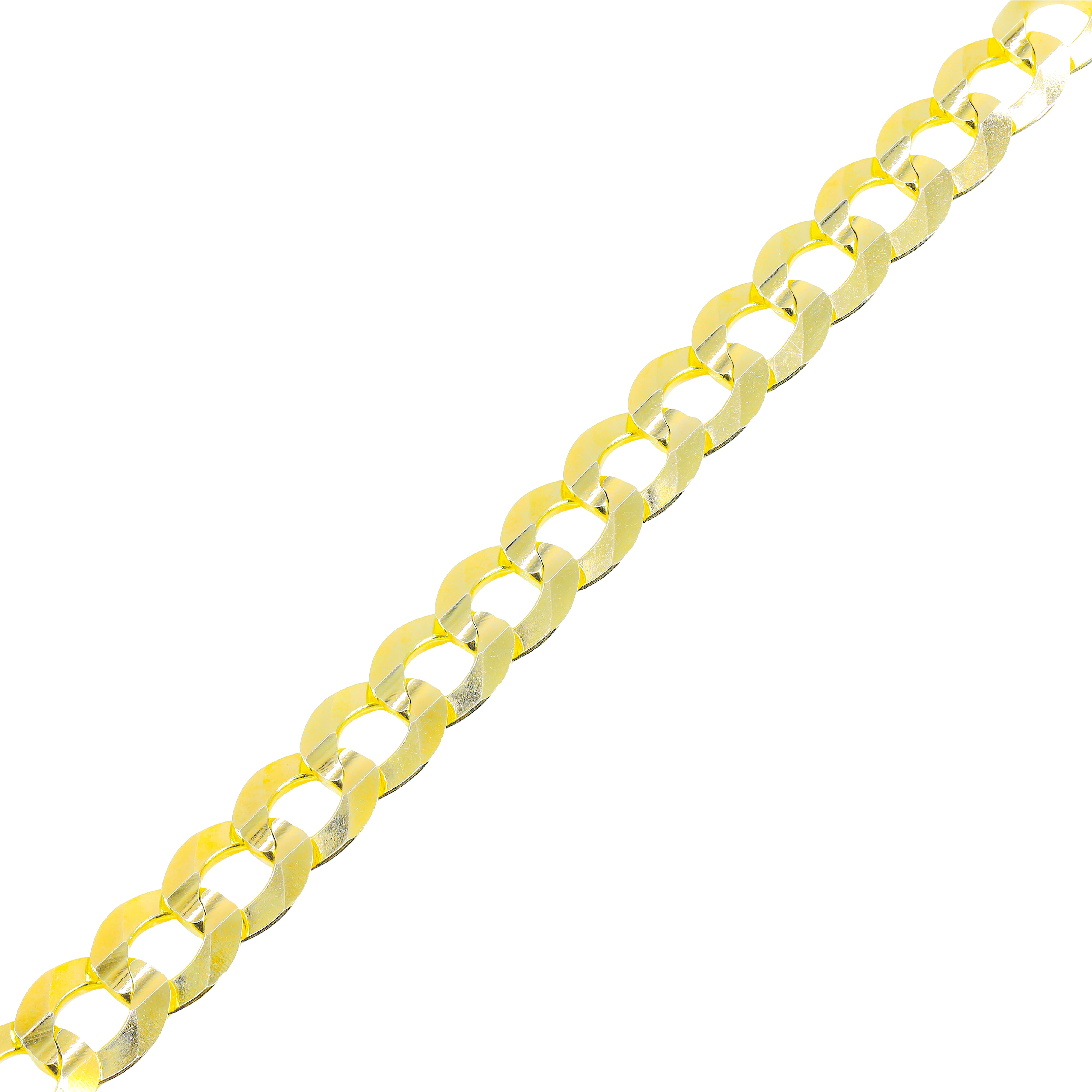 10KT Solid Flat Curb Cuban Link Yellow Gold Chain