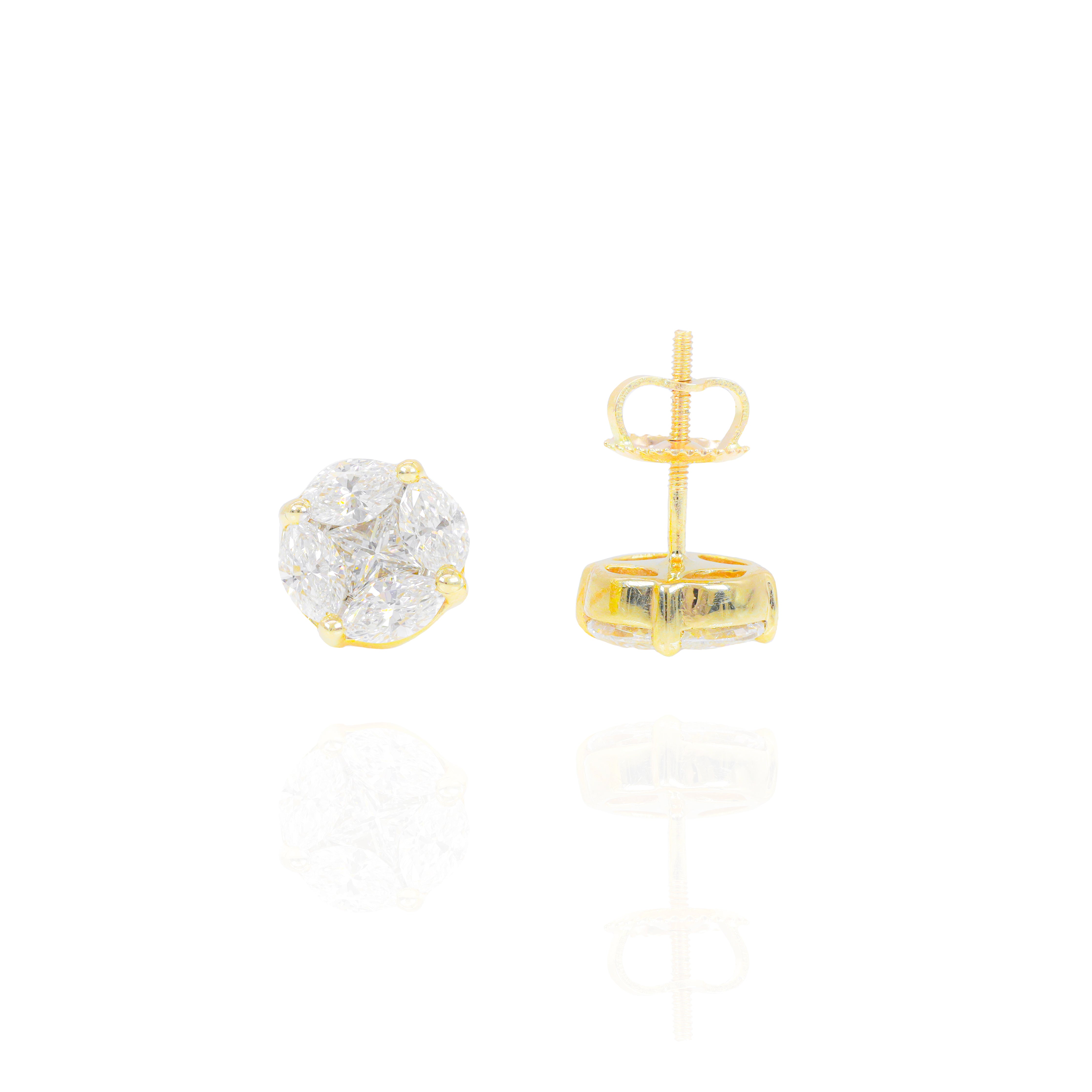 Marquise & Princess Cut Prong Set Diamond Earrings