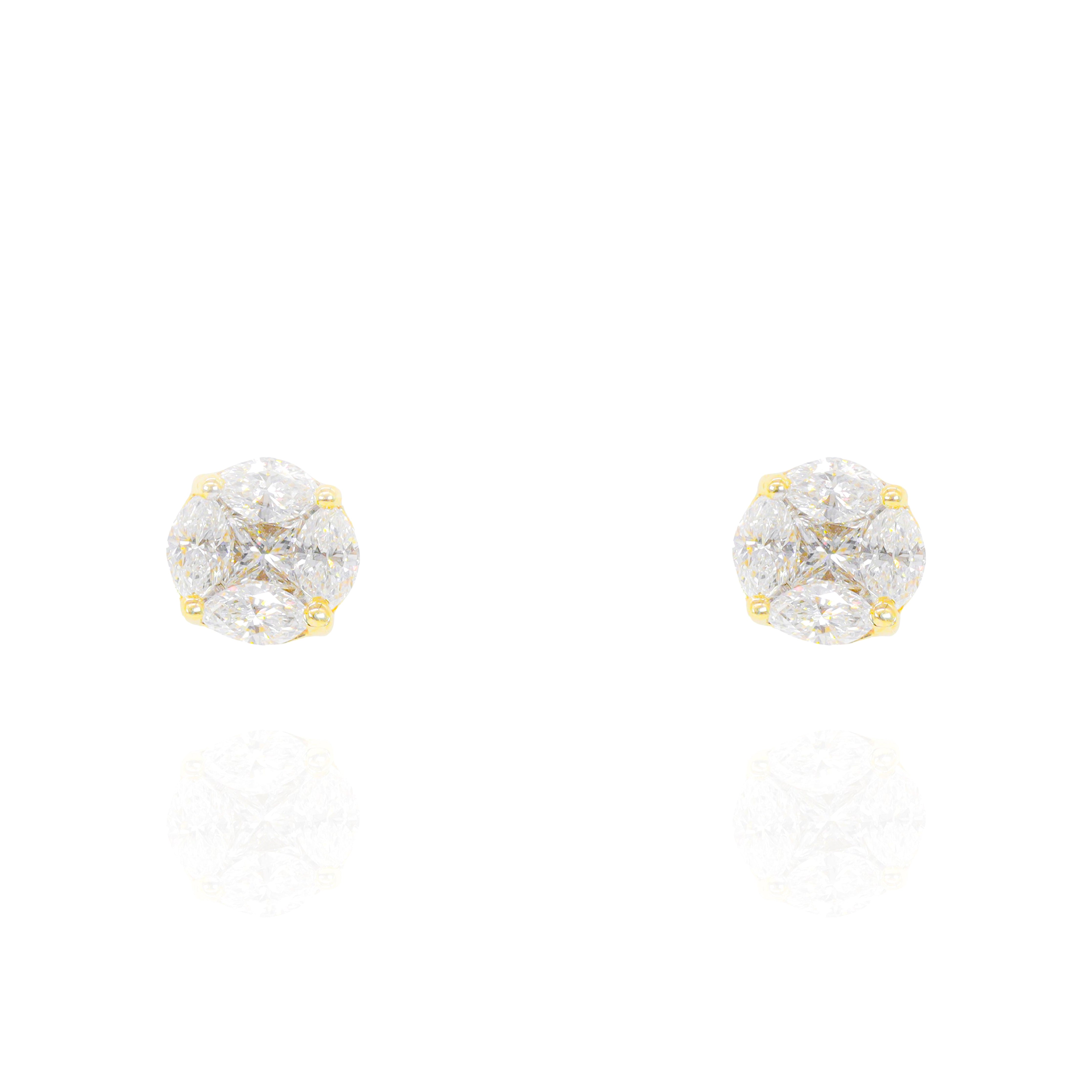 Marquise & Princess Cut Prong Set Diamond Earrings