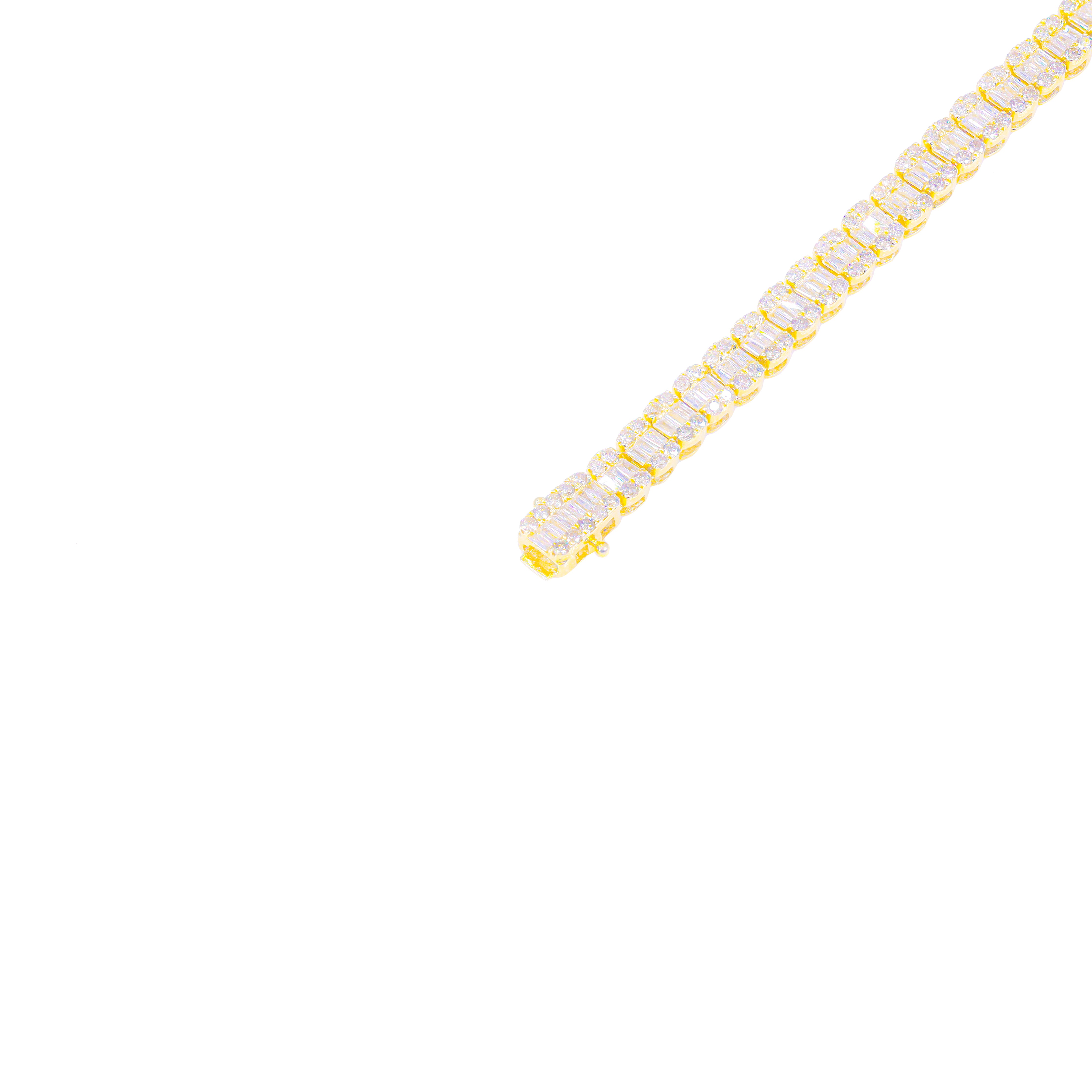 Oval Link Baguette & Round Diamond Bracelet