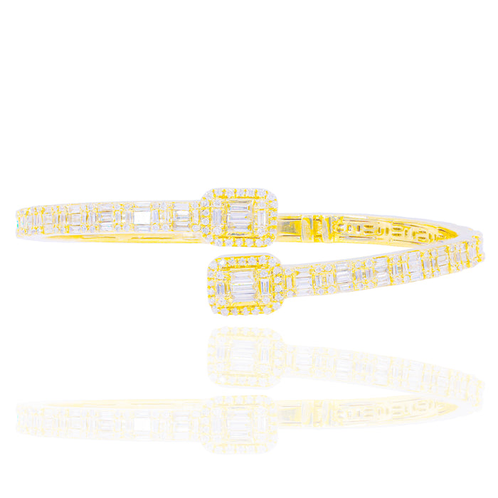 Thin Baguette & Round Diamond Bangle Bracelet image