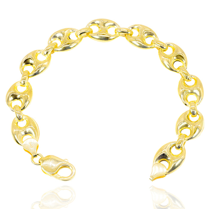 14kt Semi-Solid Puffed Mariner Link Yellow Gold Bracelet image