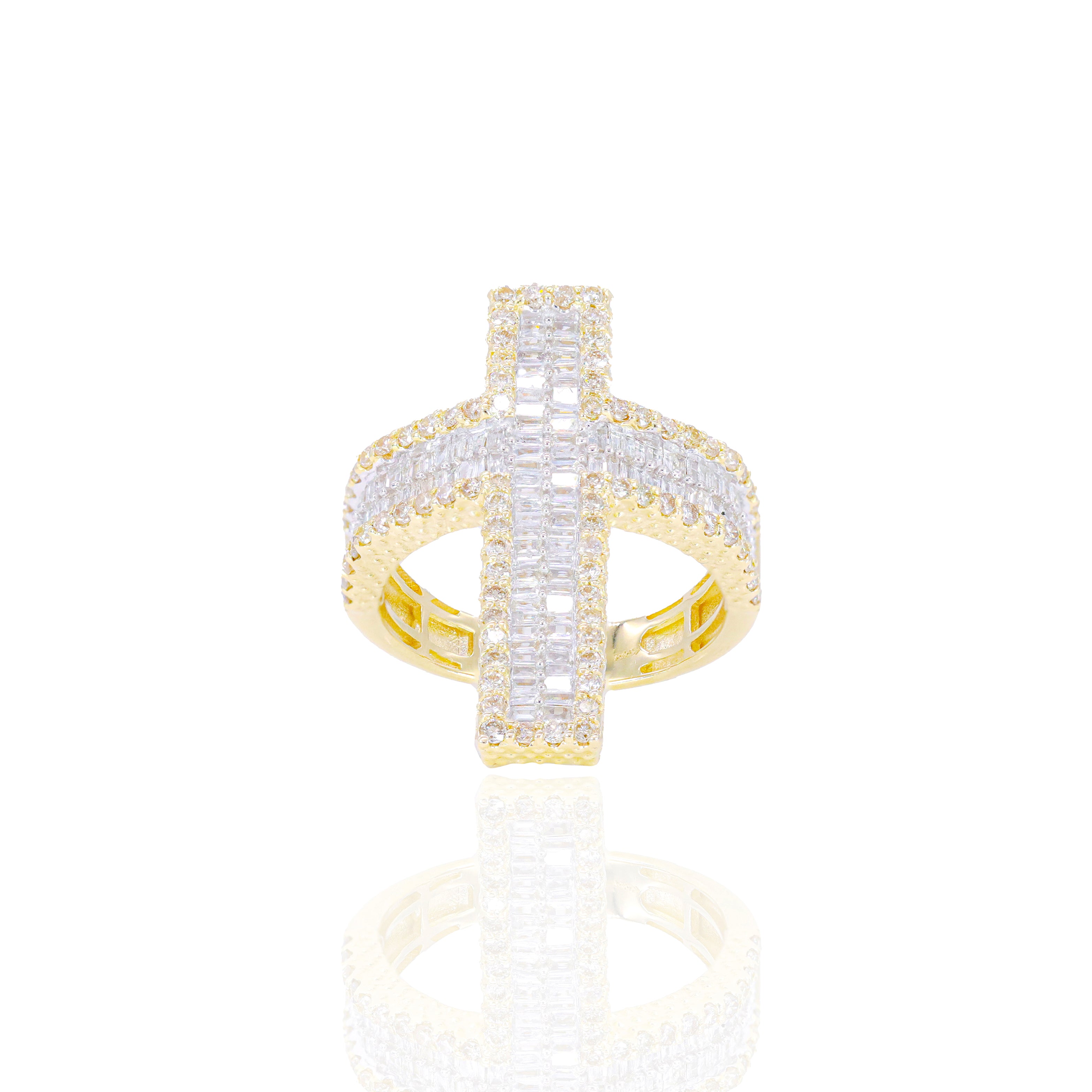 Baguette Diamond Cross Ring