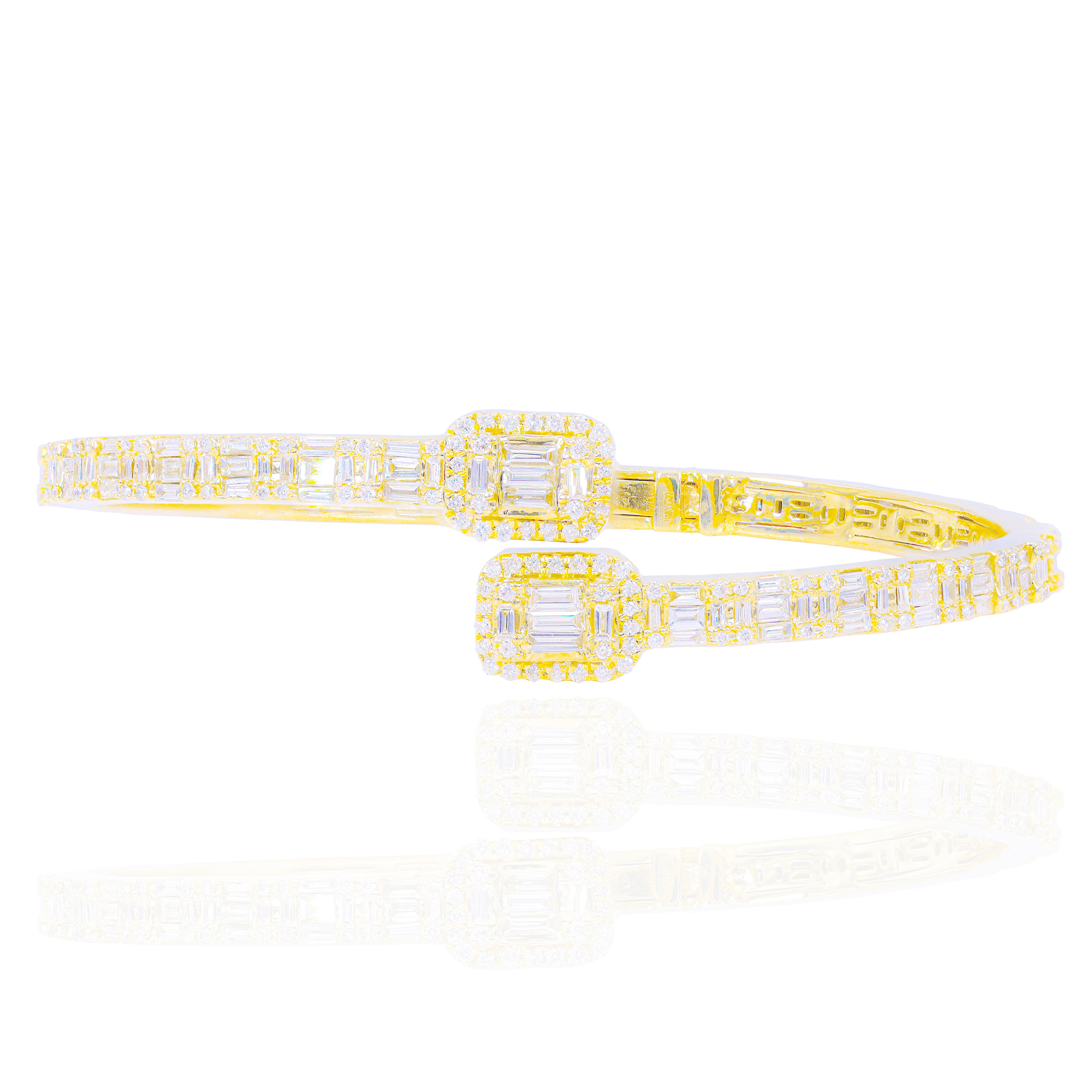 Baguette Eternity Diamond Bangle Bracelet (Thinnest)
