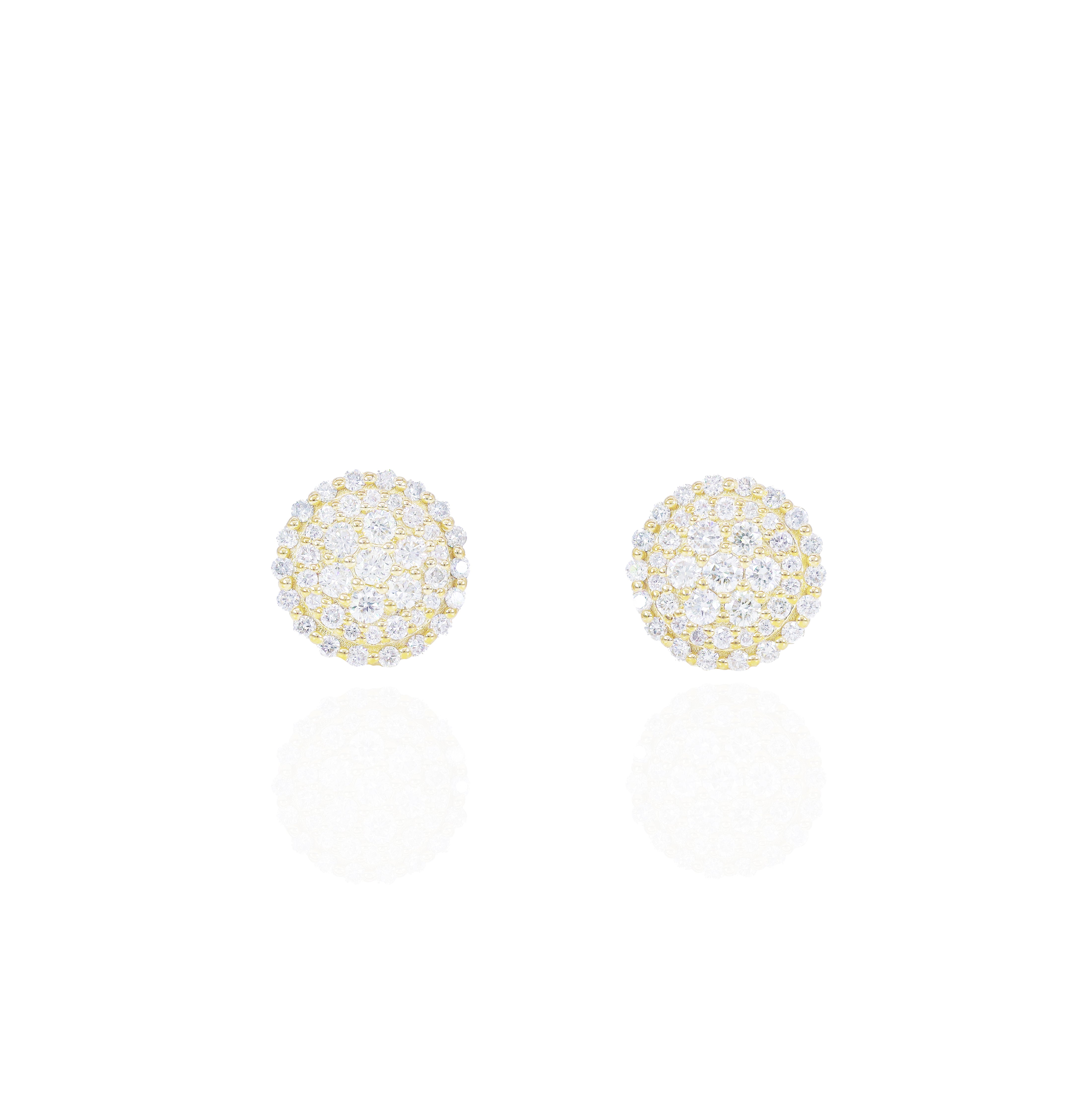 Round Edge Cluster Diamond Earrings