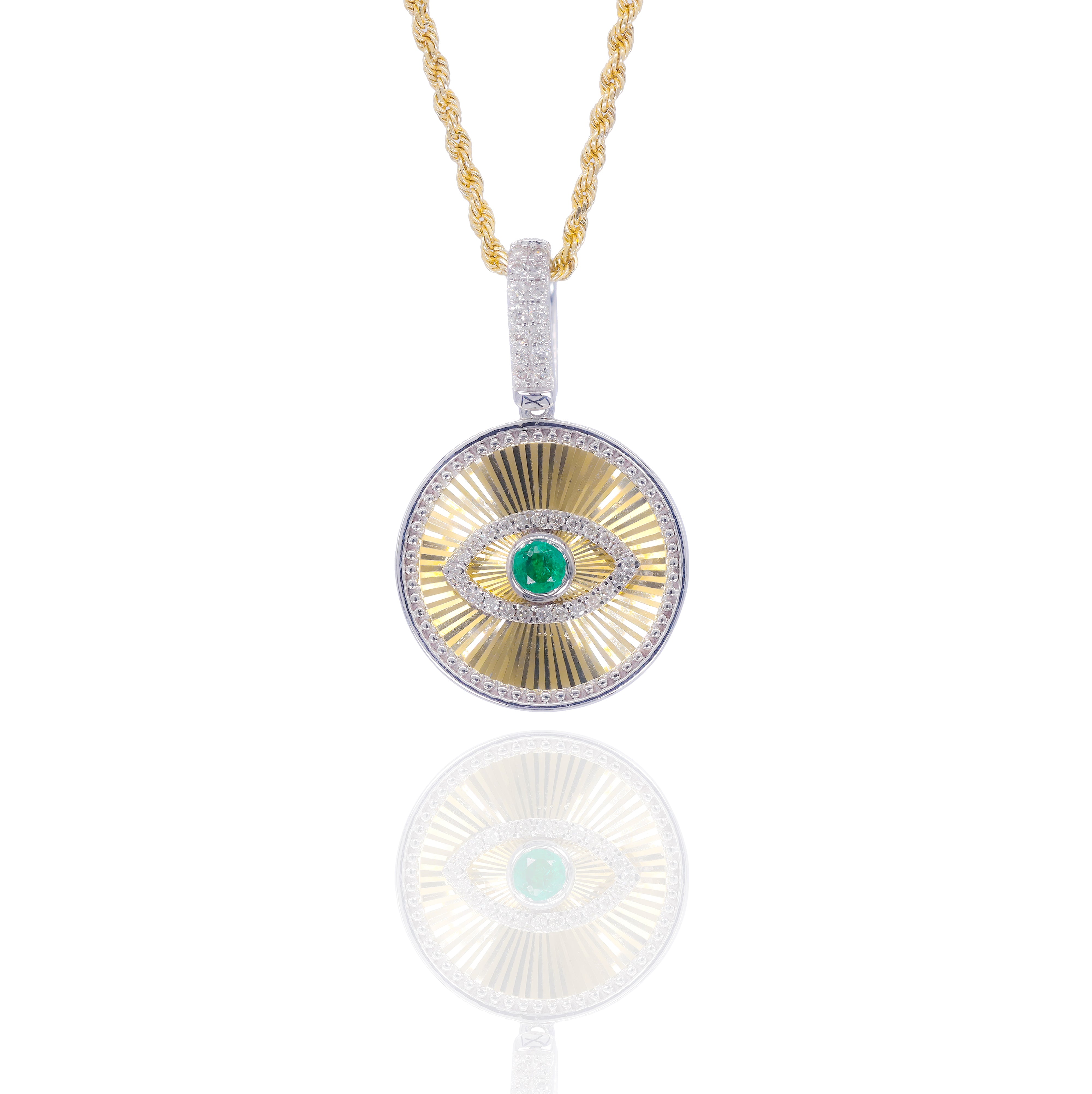 Fluted Evil Eye Diamond Pendant
