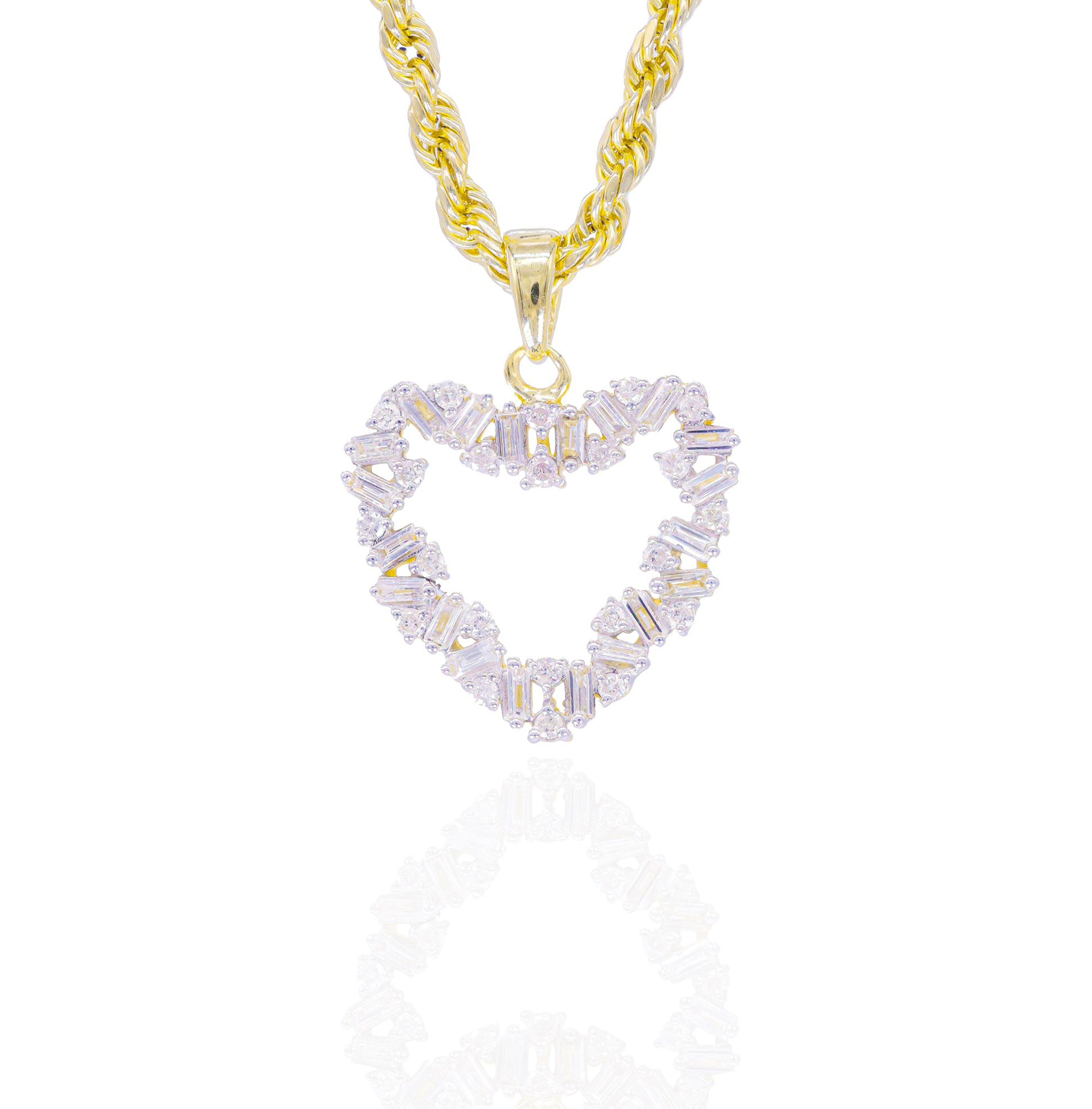 Jagged Heart Outline Diamond Pendant