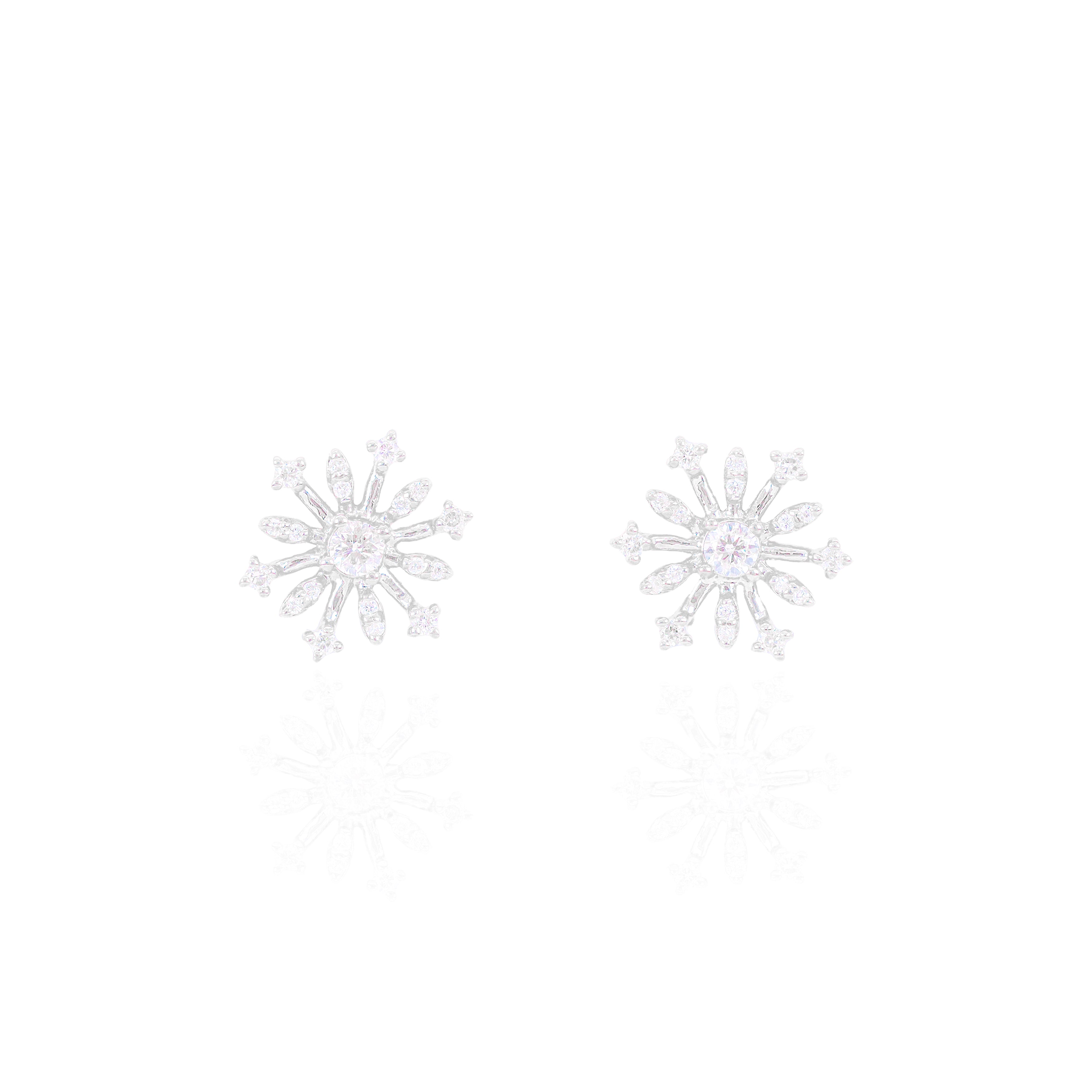 Open Style Snowflake Diamond Earrings