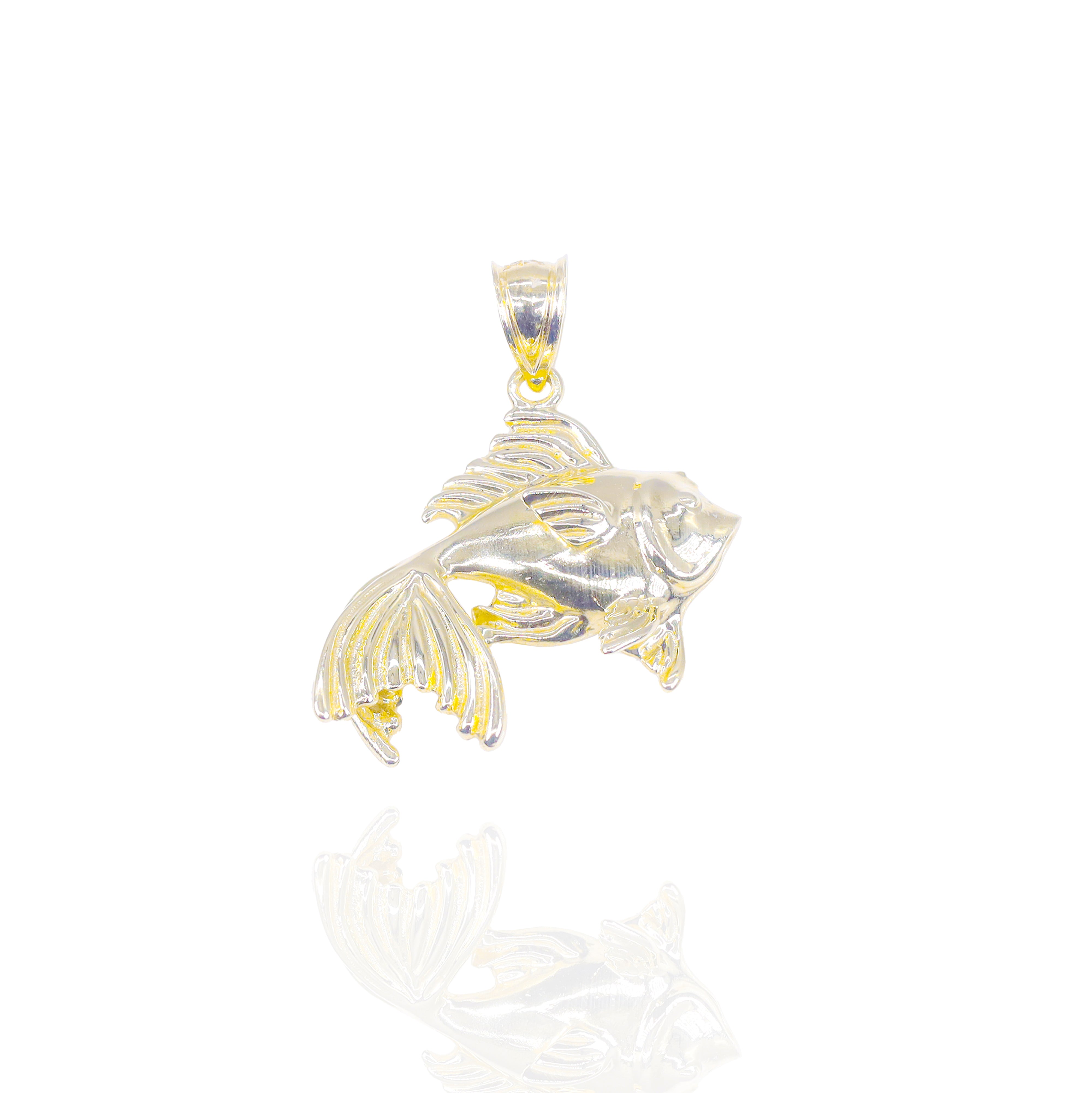 Solid Lucky Gold Fish Pendant