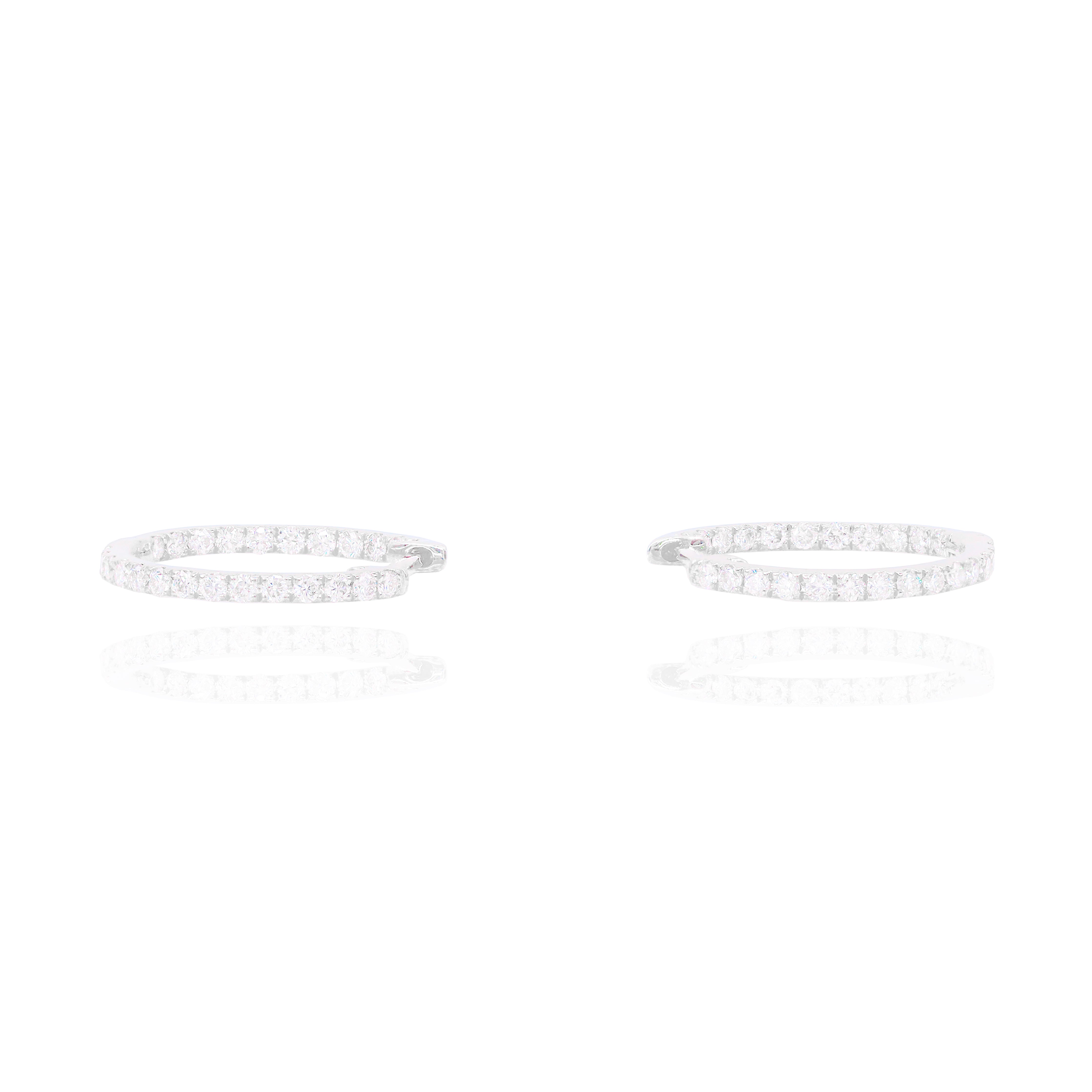 Small Inside and Out Diamond Hoops Earrings