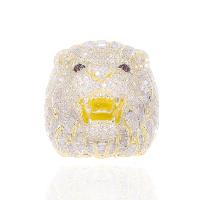 3D King Lion Diamond Ring image