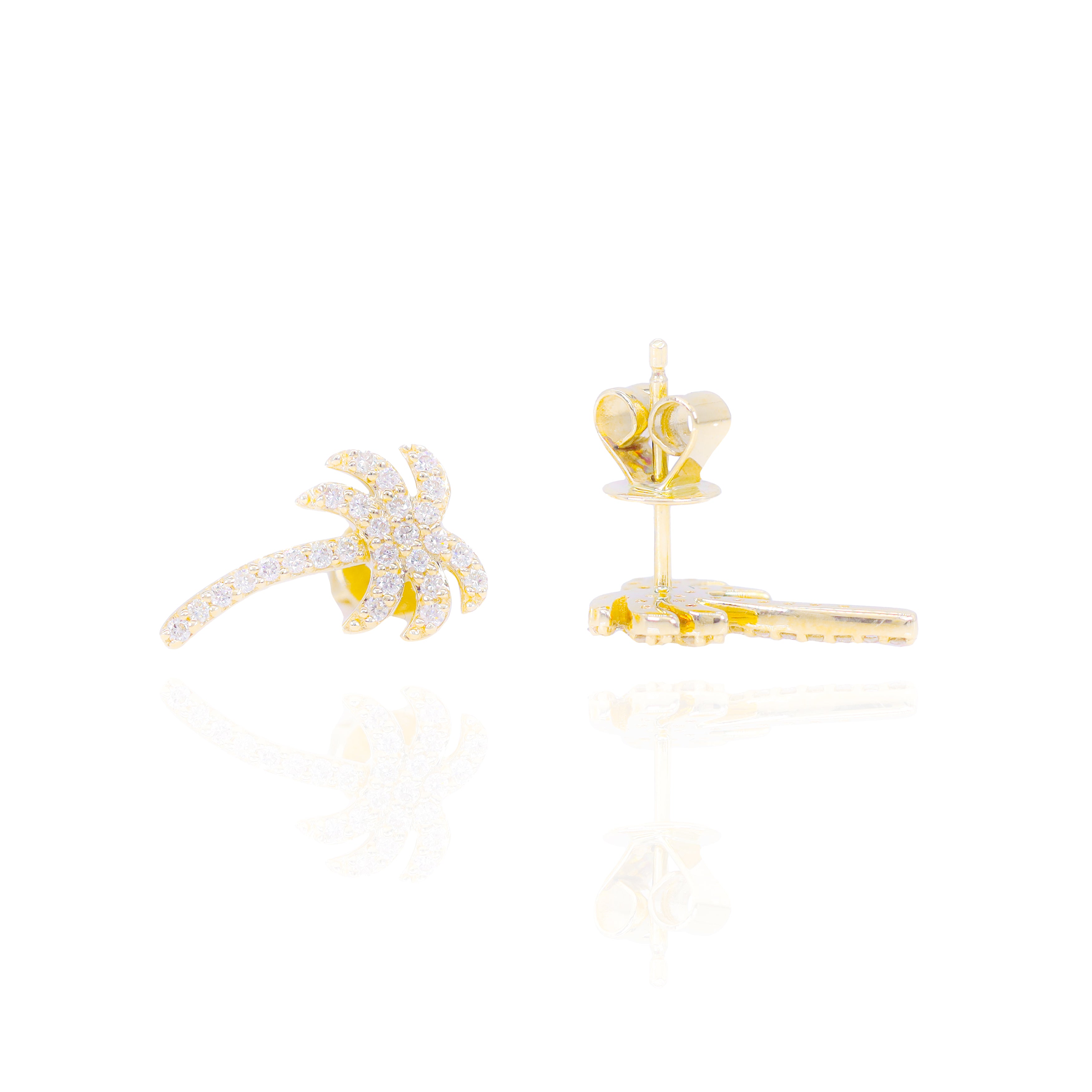 Palm Tree Round Diamond Earrings