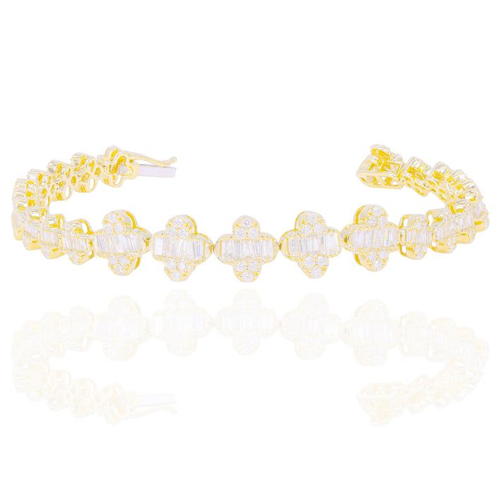 Clover Shaped Baguette & Round Diamond Bracelet image