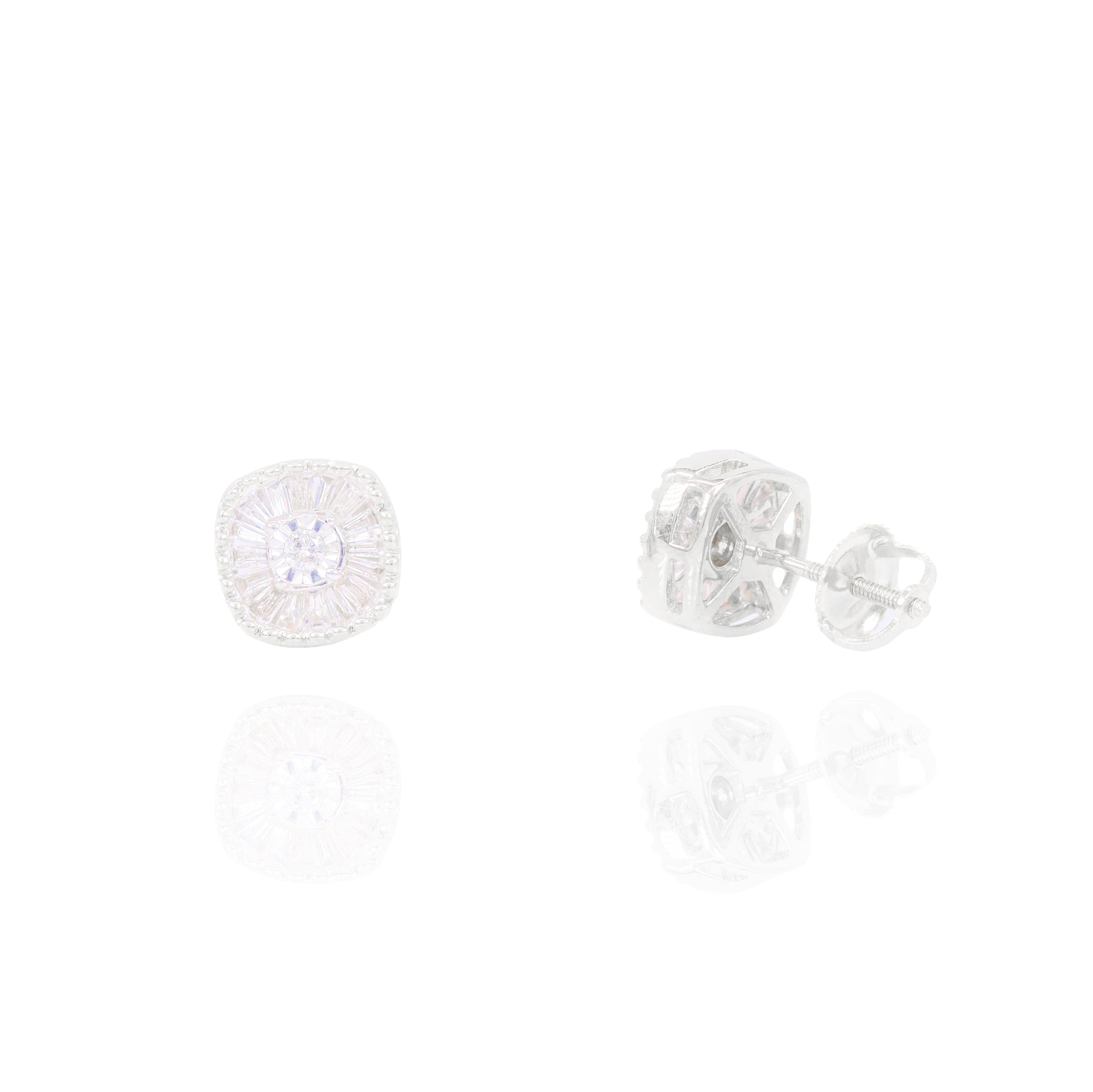 Channel Set Baguette Cluster Diamond Earrings