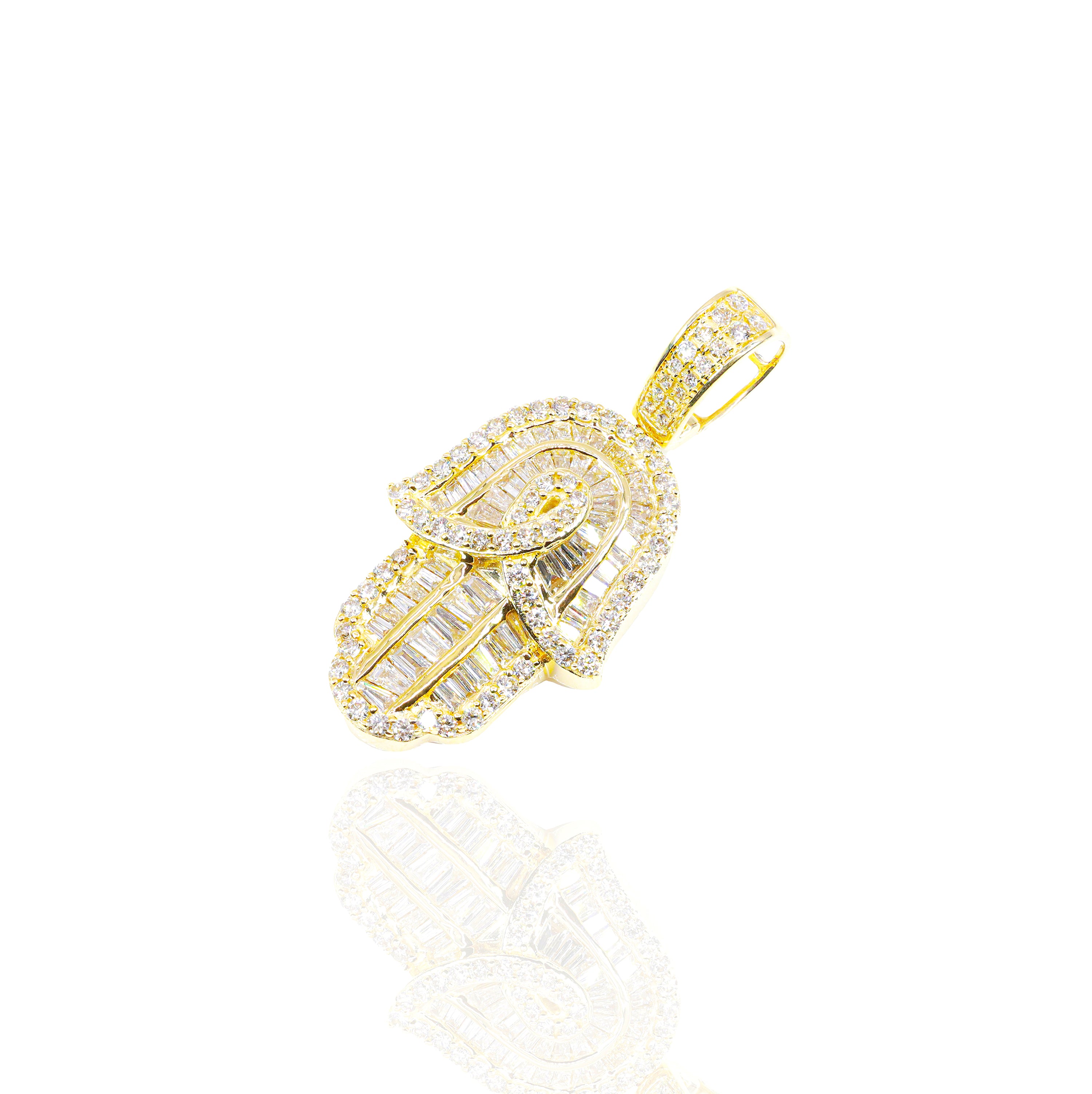 Layered Hamza Hand Diamond Pendant