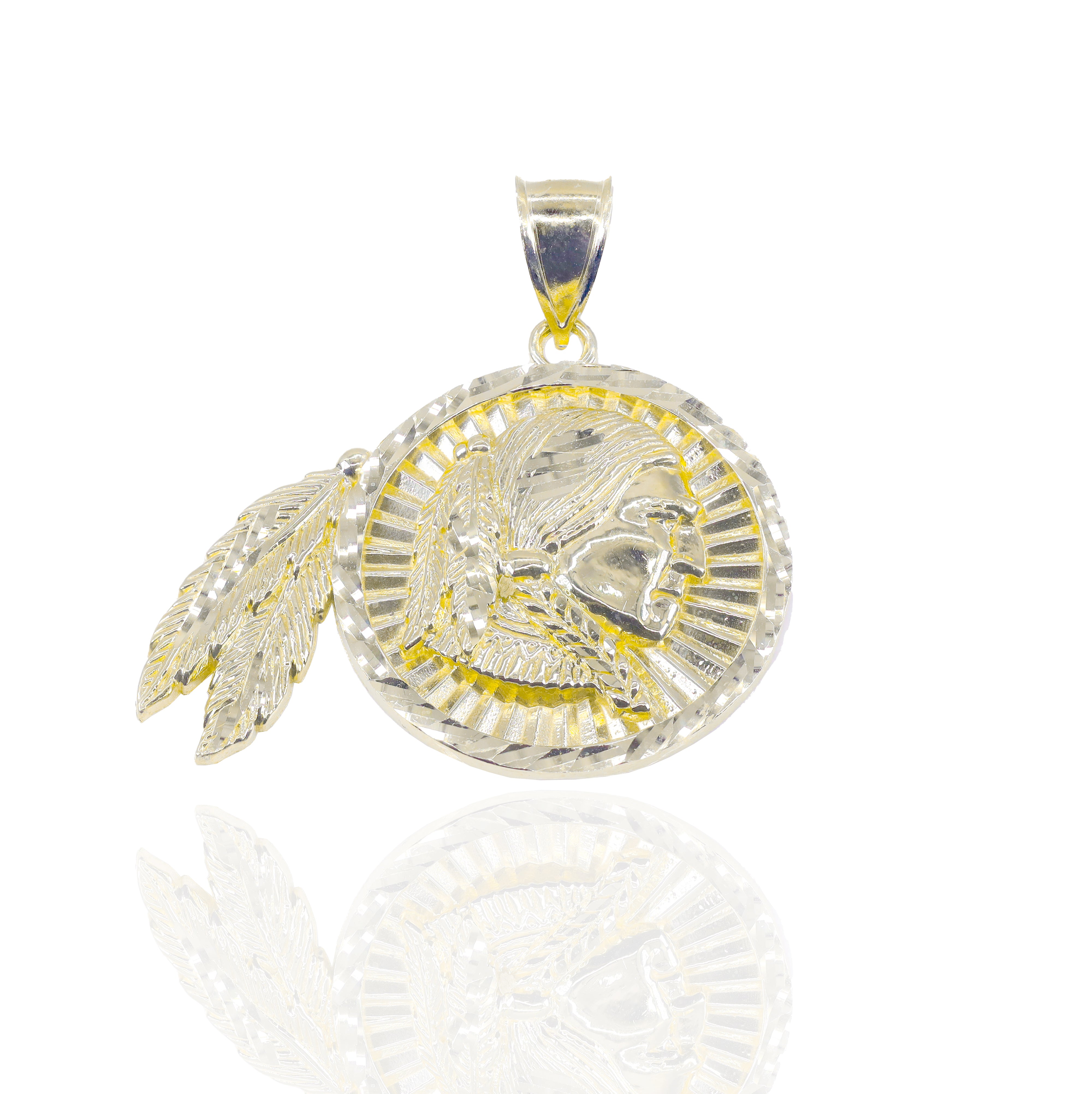 Native American Chief Gold Pendant