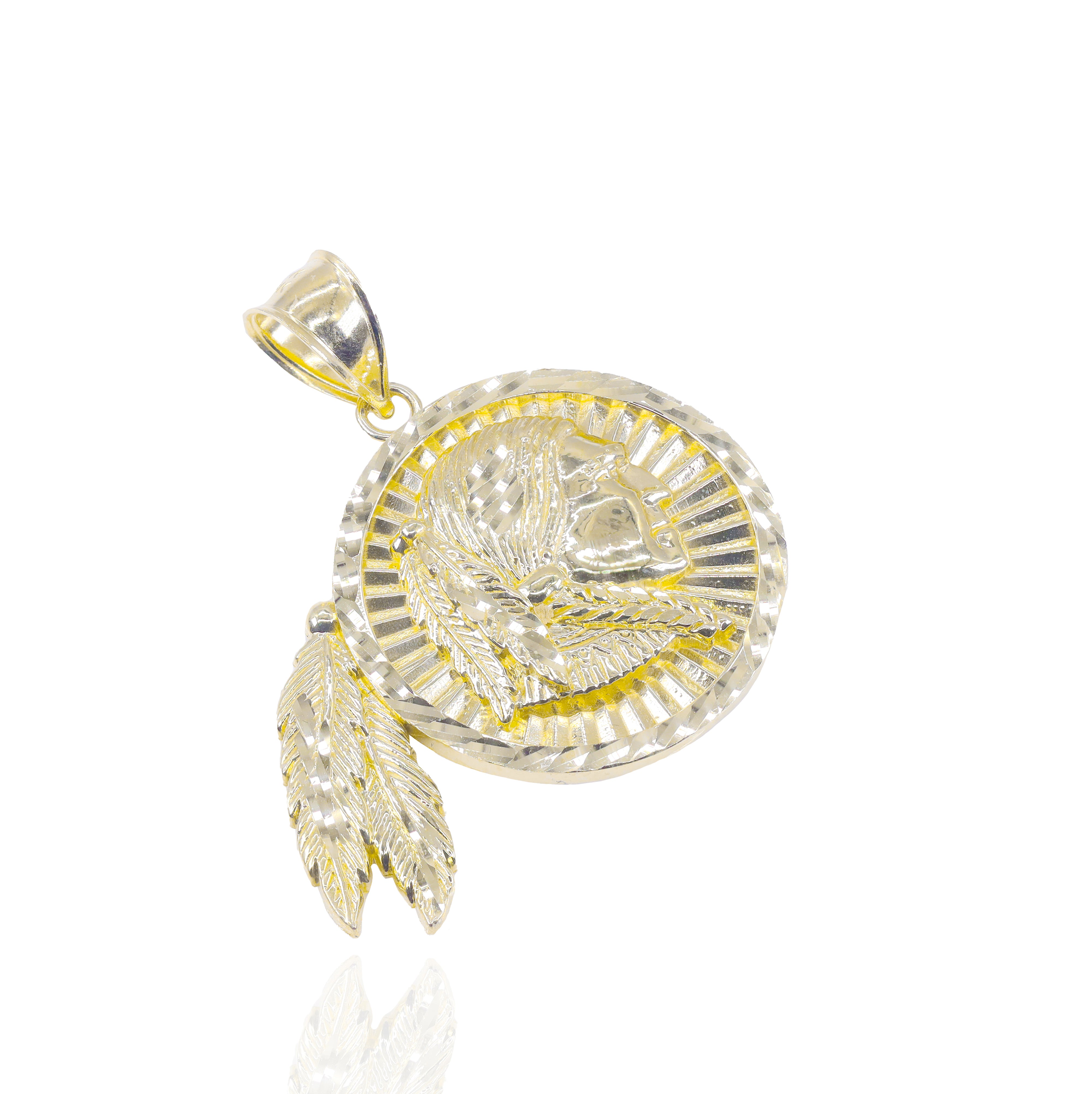 Native American Chief Gold Pendant