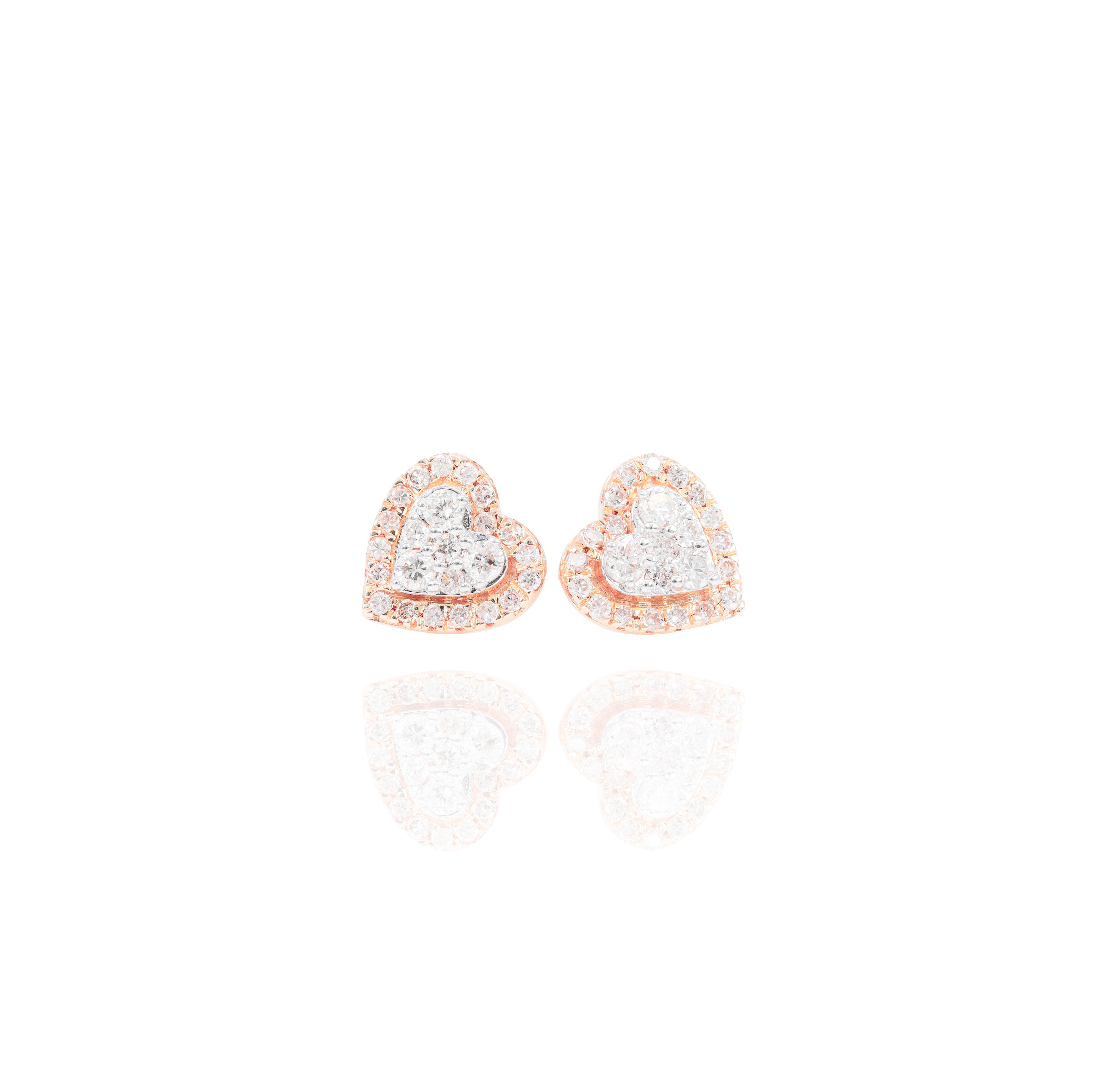 Two-Tone Diamond Heart Earrings