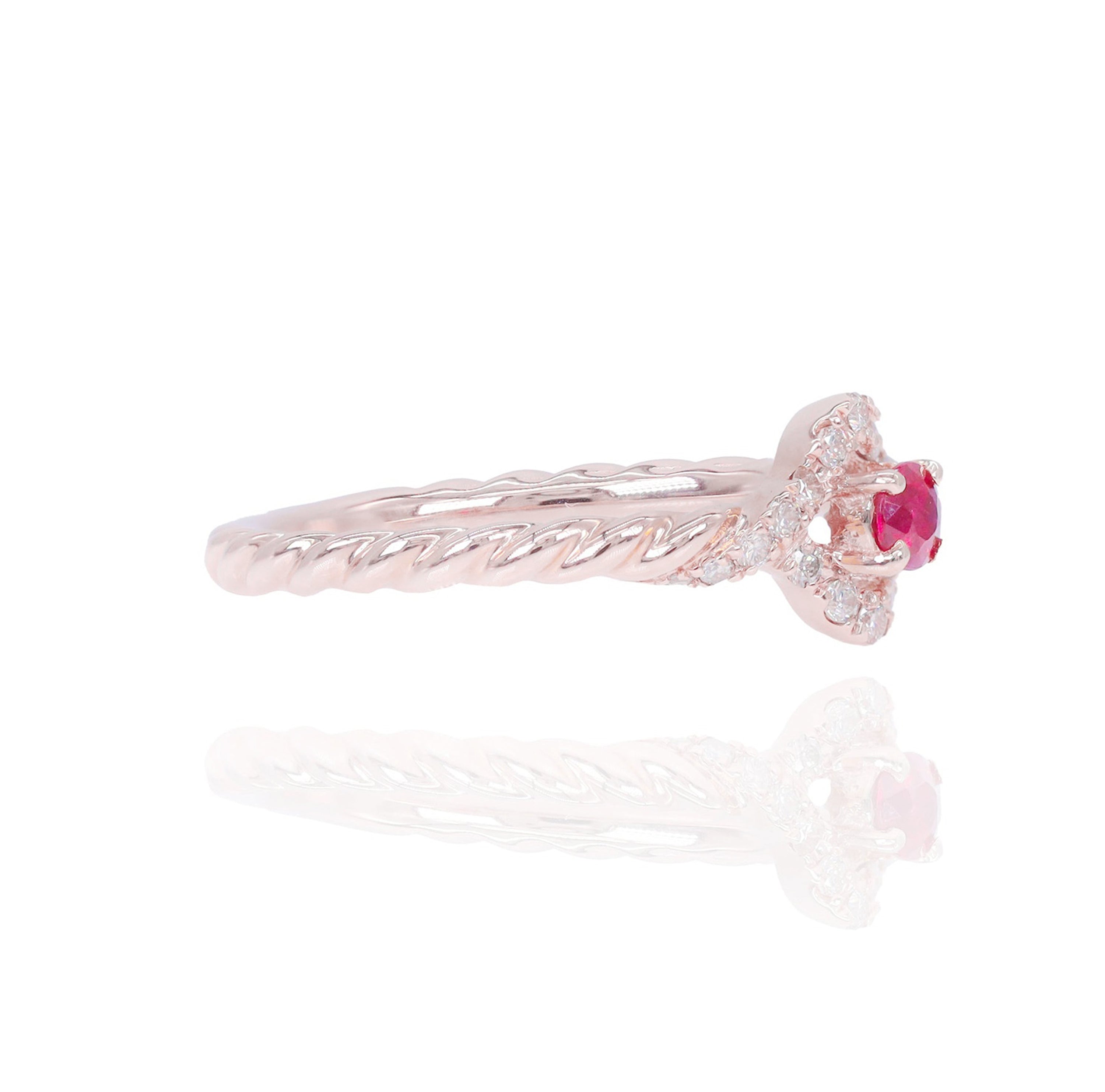 15-Pointer Ruby with Halo Diamond Ring