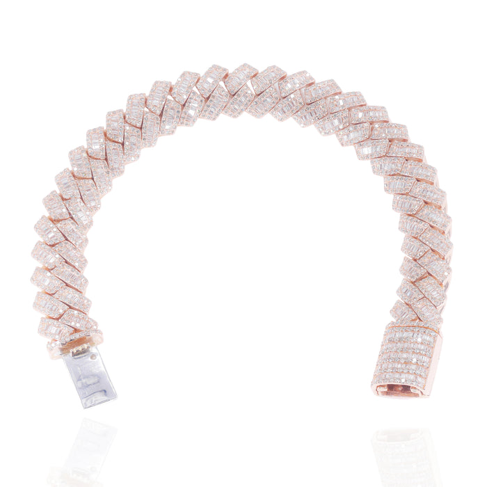 13.5mm Baguette & Round Diamond Jagged Cuban Bracelet image