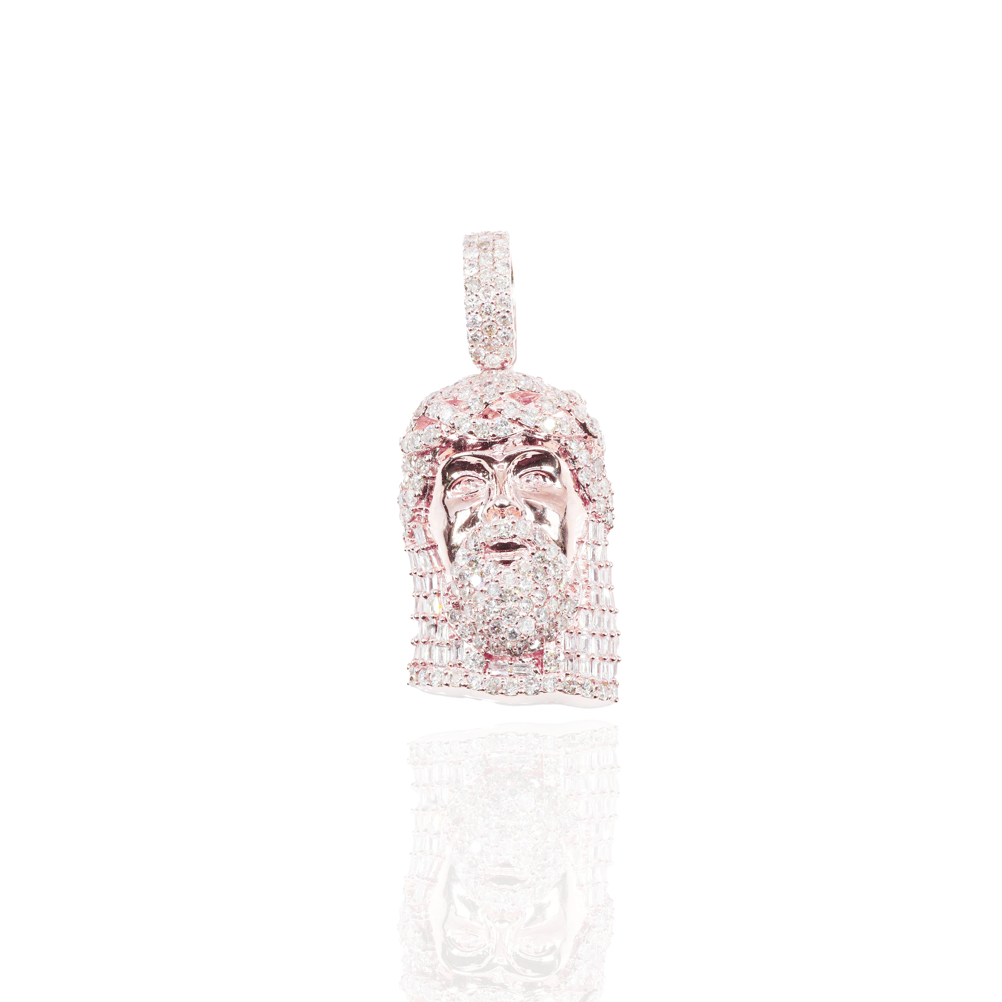 Baguette & Round Jesus Diamond Pendant