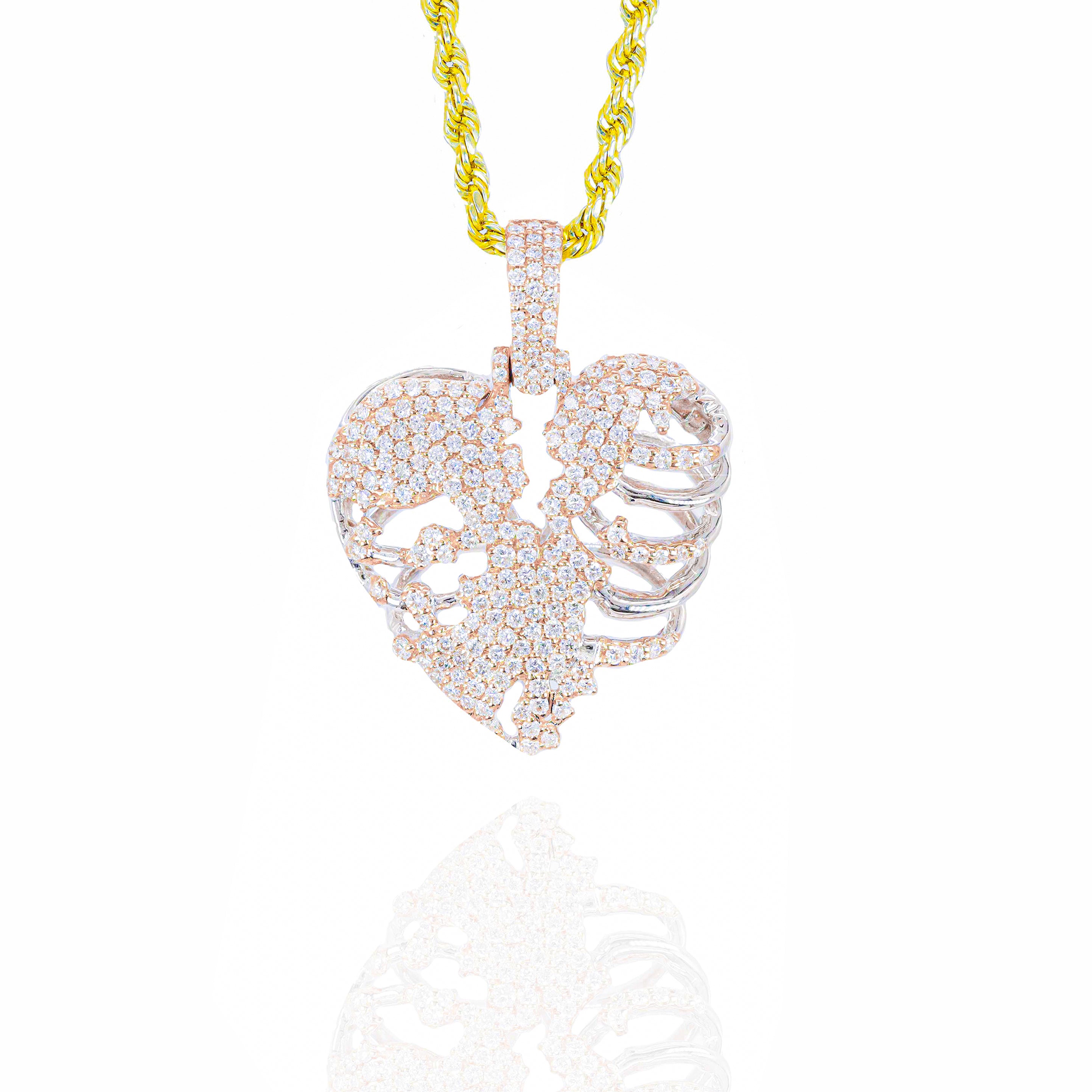 Diamond Heart Skeleton Pendant (Mid-Size)