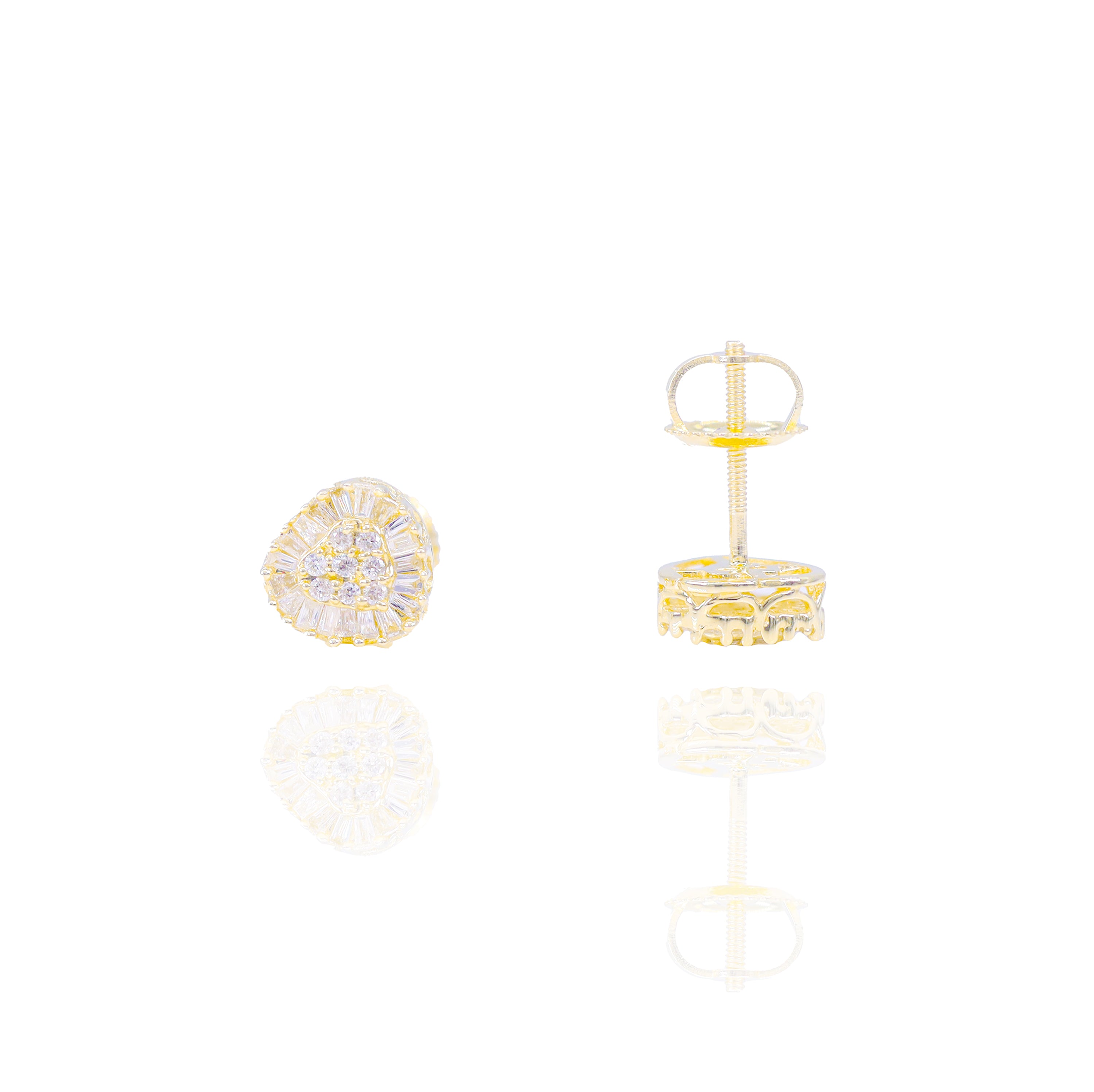 Baguette Diamond Border Heart Earrings