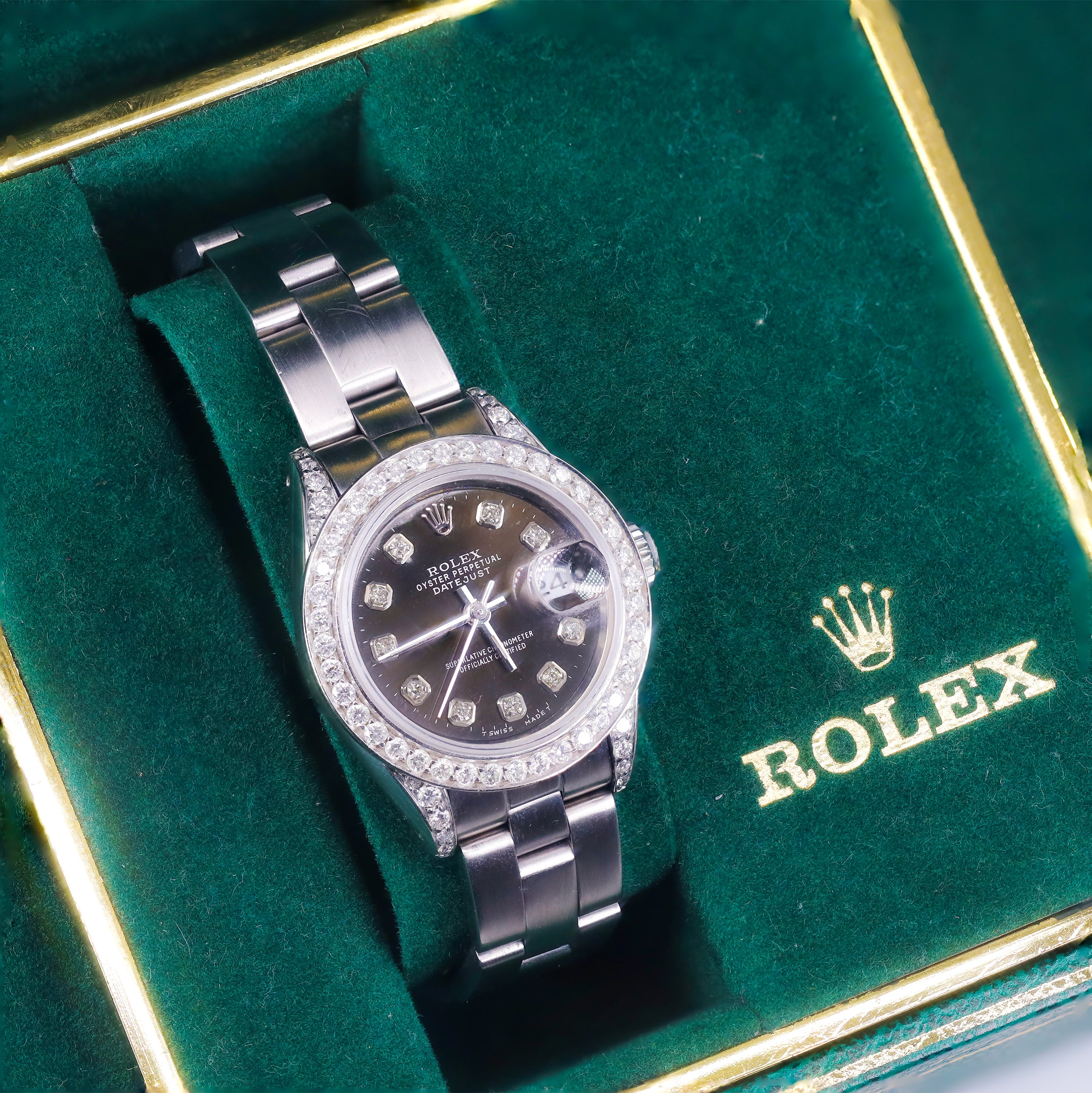 Rolex 69000 Lady-Datejust 26mm Black Factory Diamond Dial