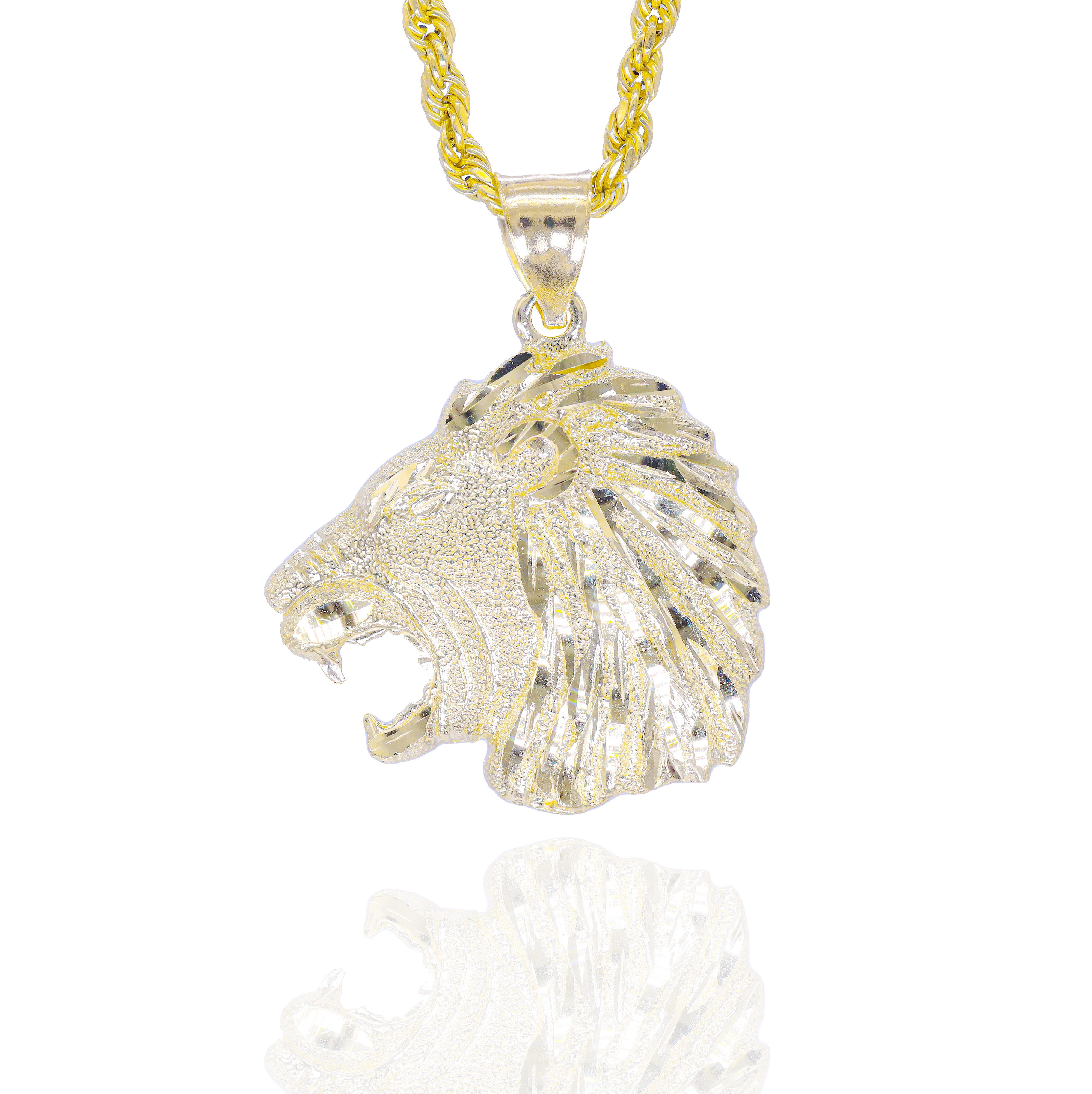 Gold lion head pendant 