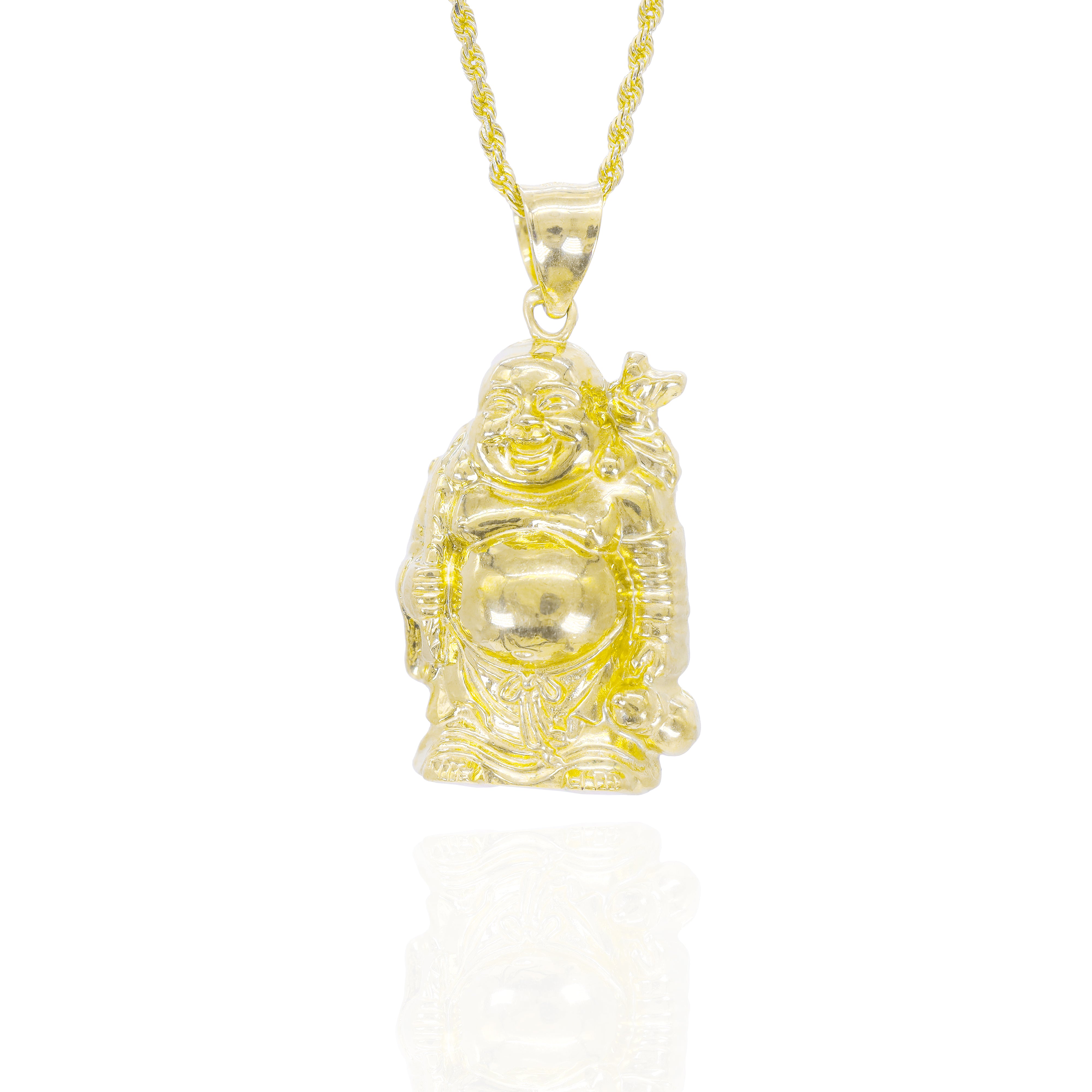 solid Gold 3d Buddha pendant 