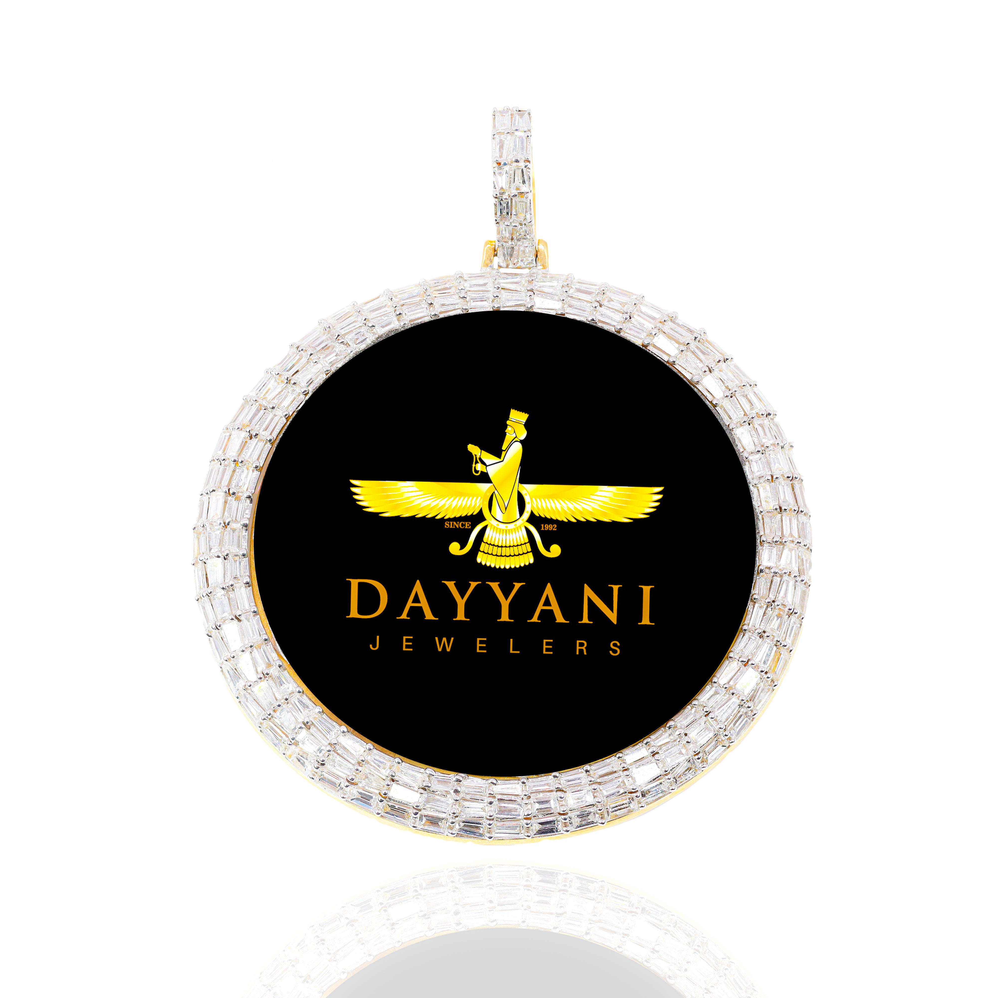 3 Row Baguette Diamond Memory/Picture Pendant