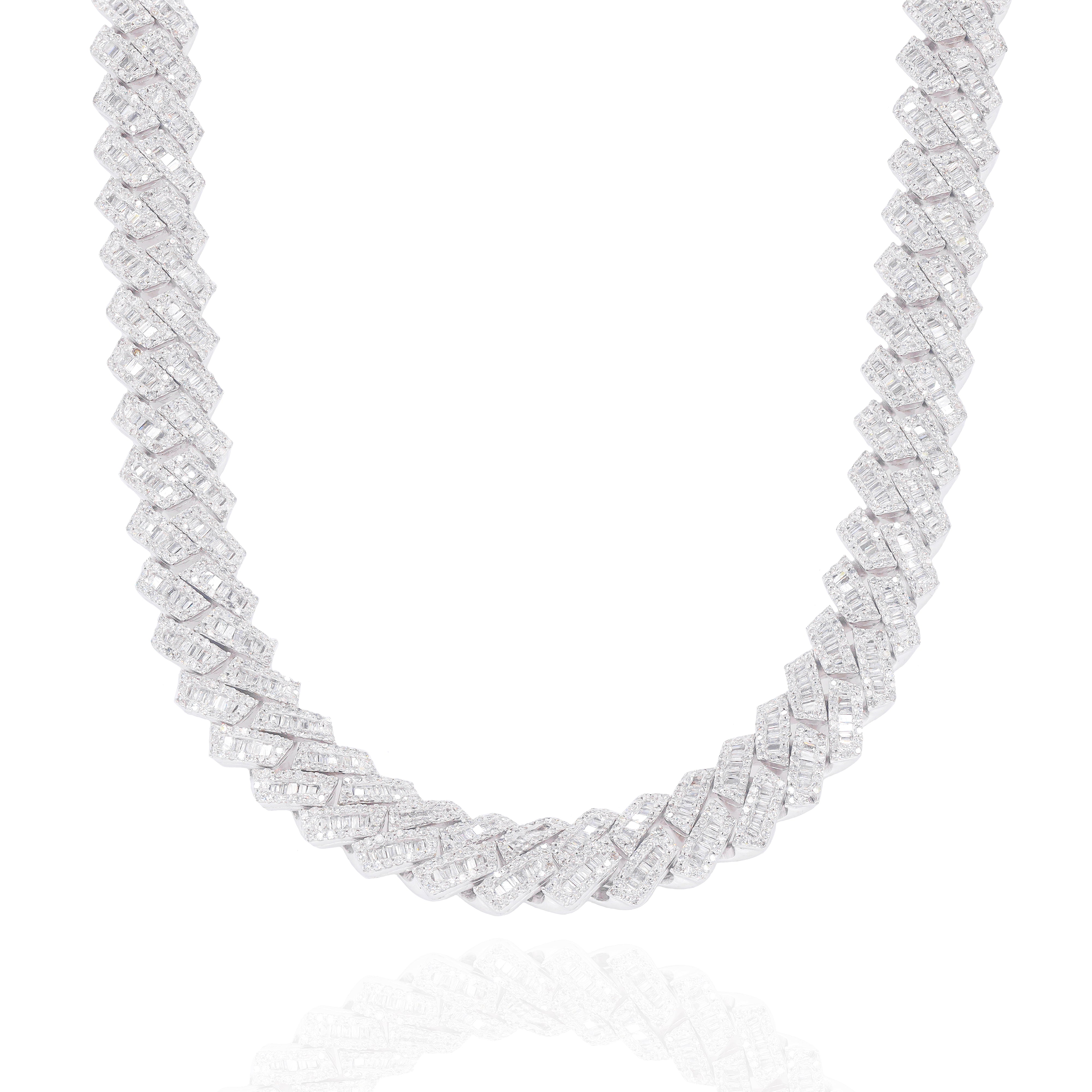 10.5mm Baguette & Round Diamond Jagged Cuban Chain image