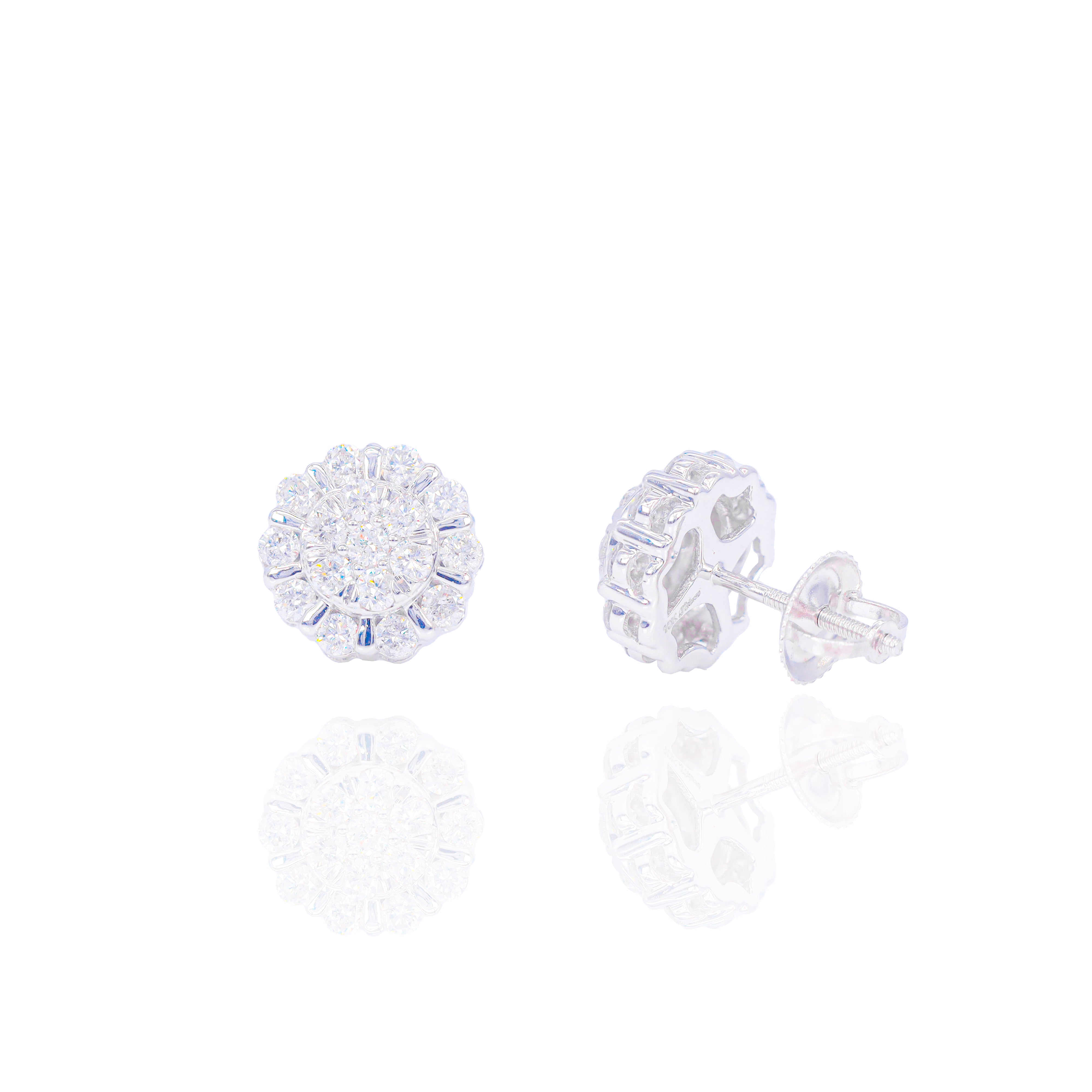 Cluster Diamond Earrings w/ Solid Borders