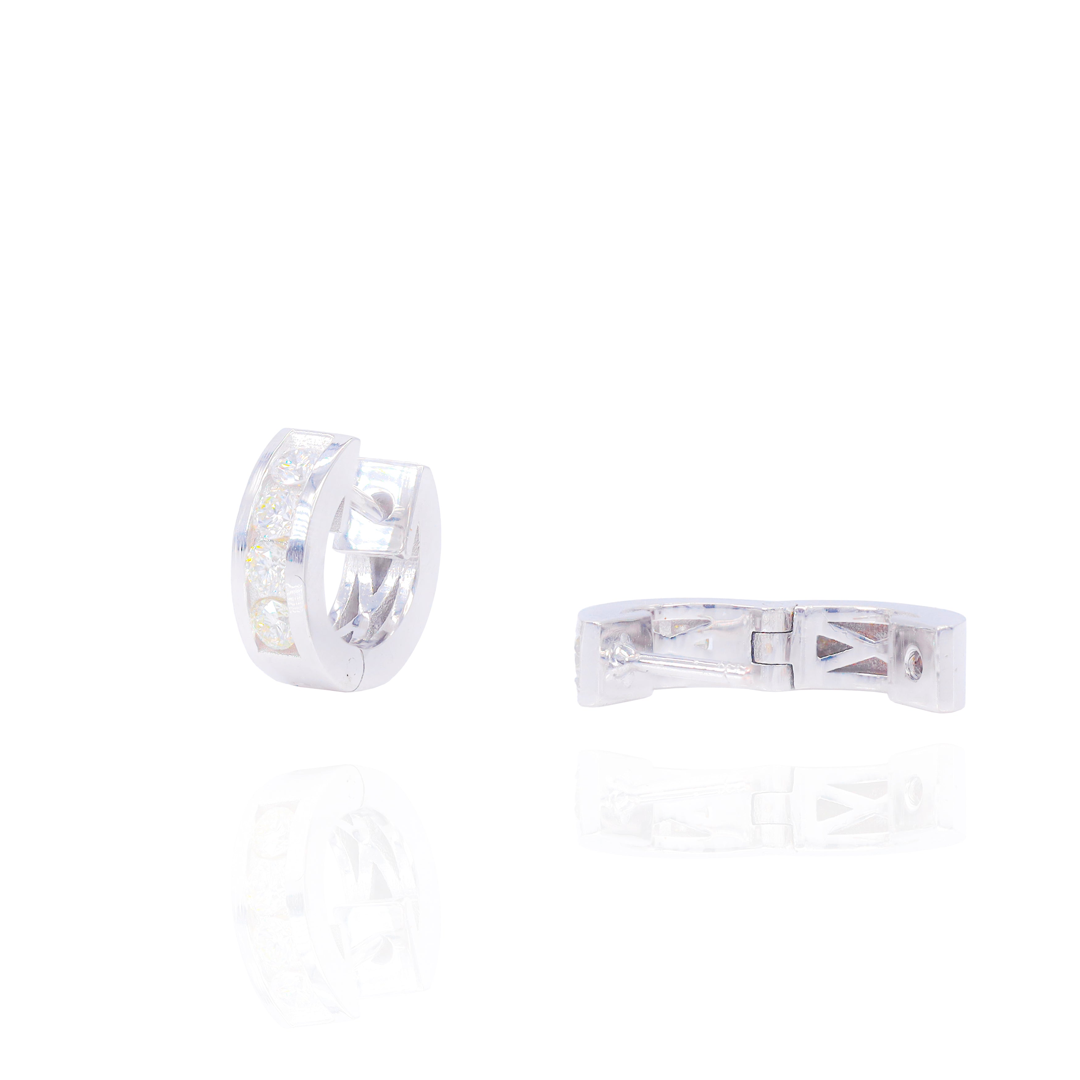 Channel Set Round Diamond Hoop Earrings