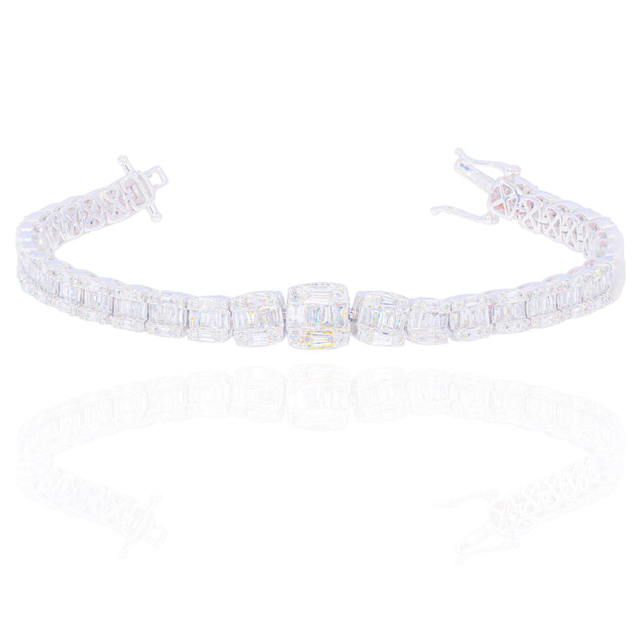 Square Link Baguette & Round Diamond Bracelet image