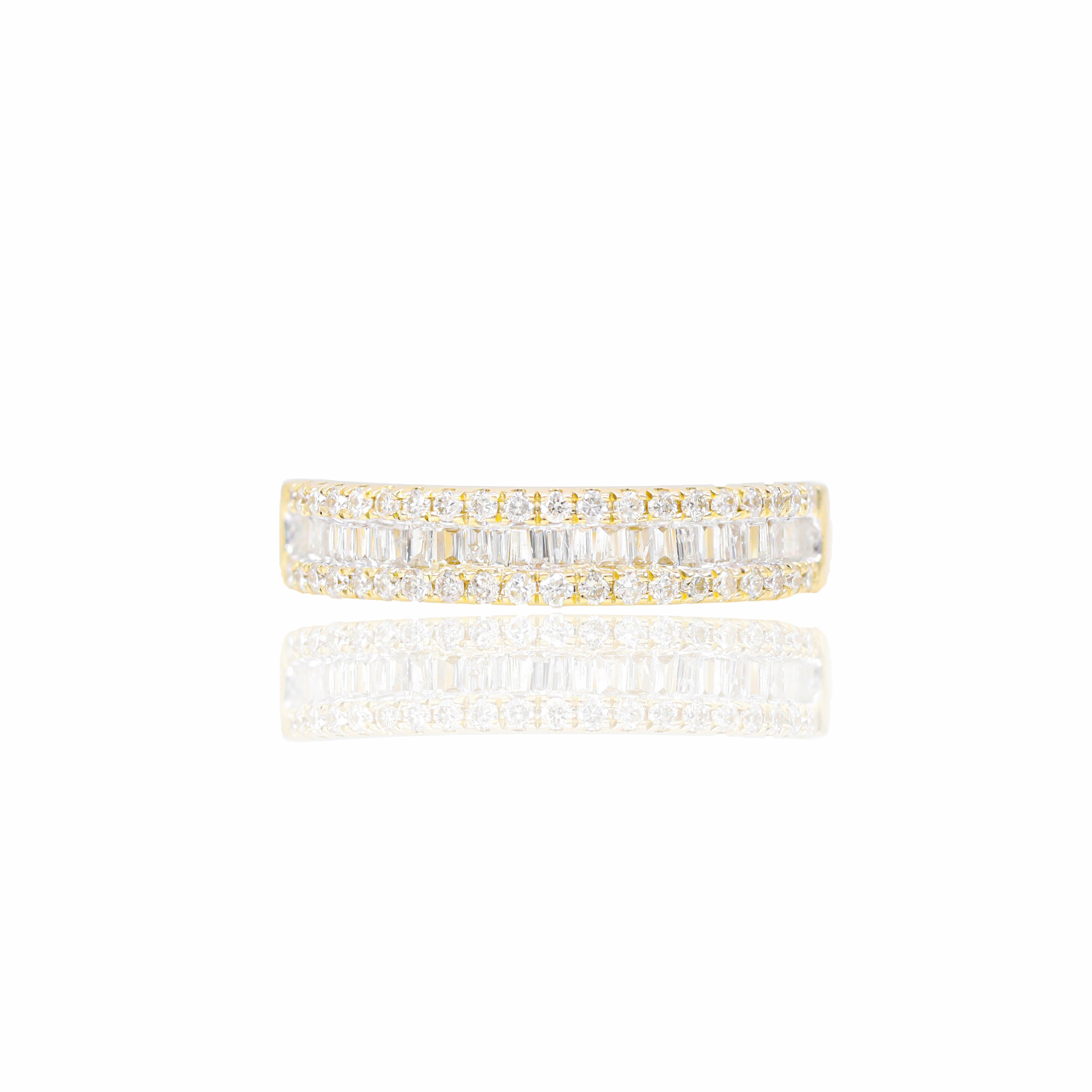 Baguette Diamond  Engagement Ring w/ Halo & Wedding Band