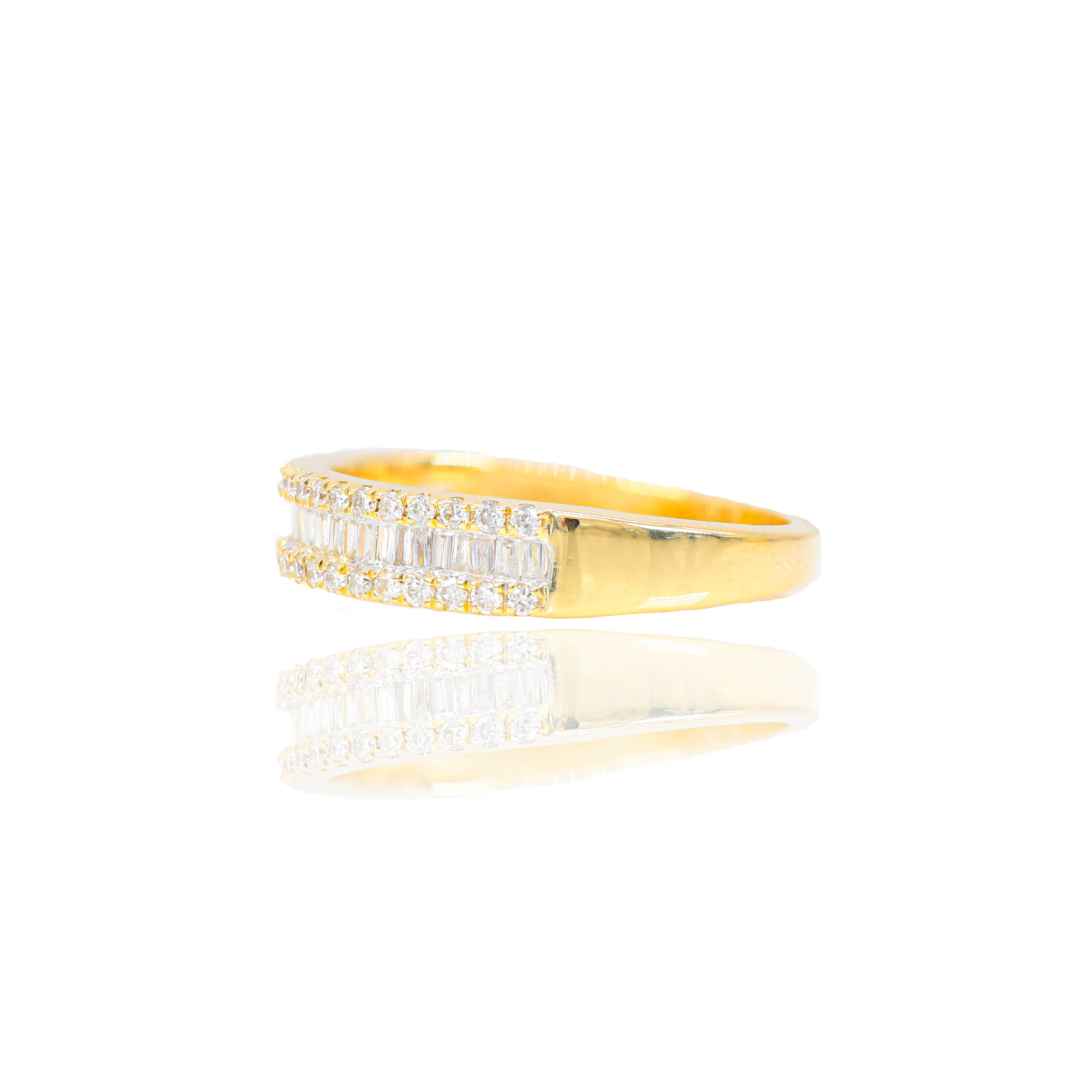 Baguette Diamond  Engagement Ring w/ Halo & Wedding Band