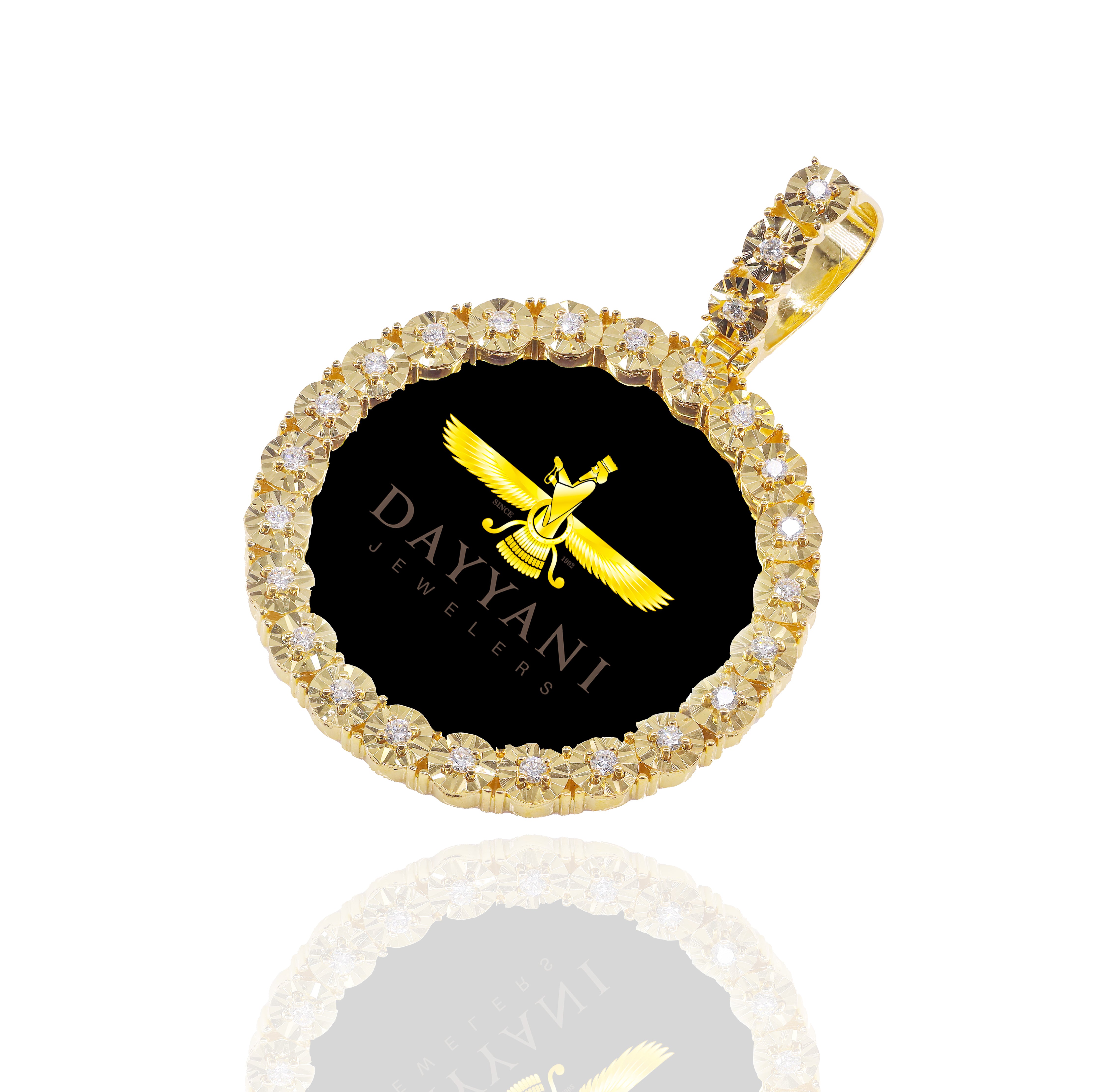 1.50 Inch Diamond Cut Round Memory Diamond Pendant