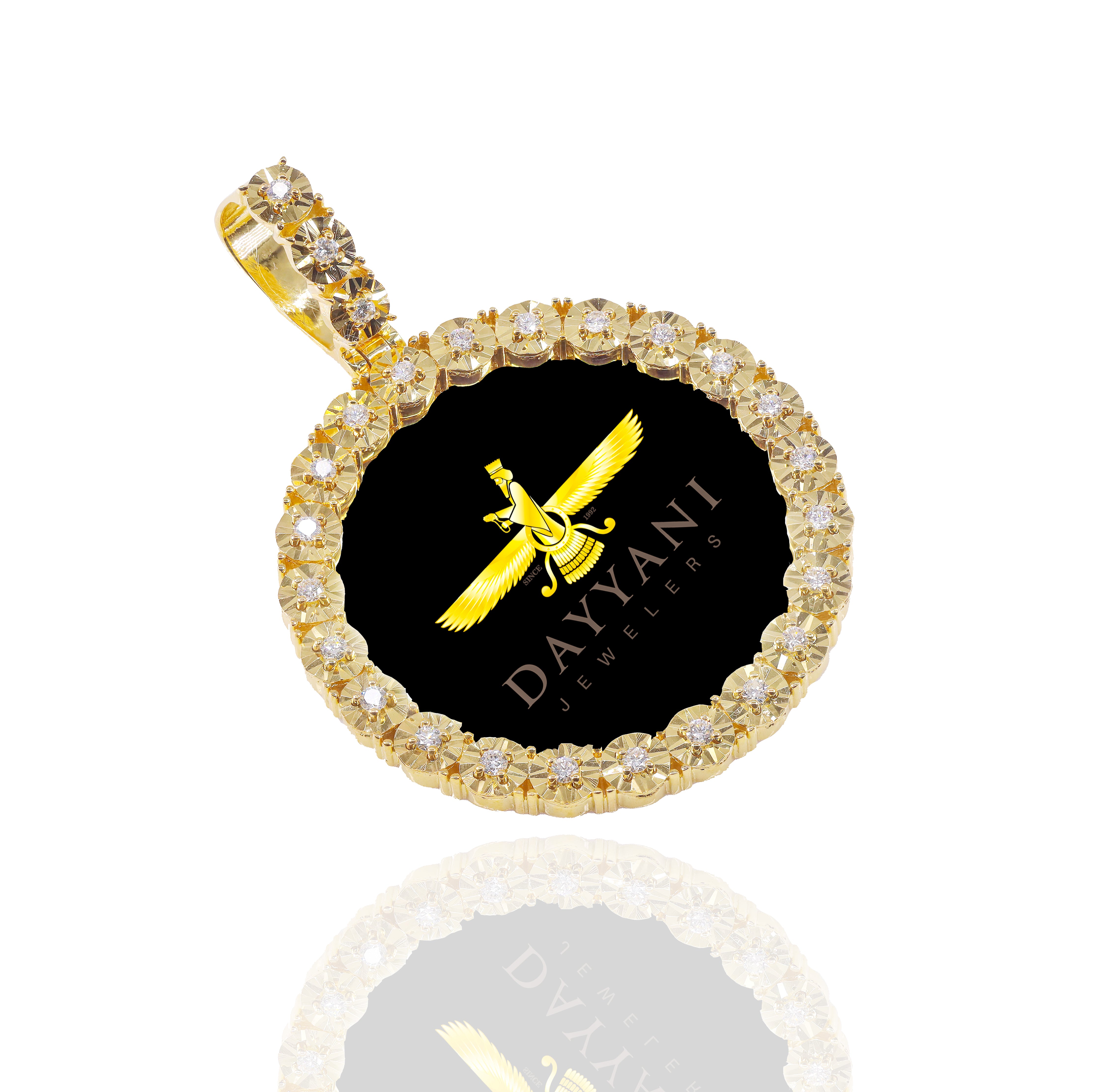 1.50 Inch Diamond Cut Round Memory Diamond Pendant