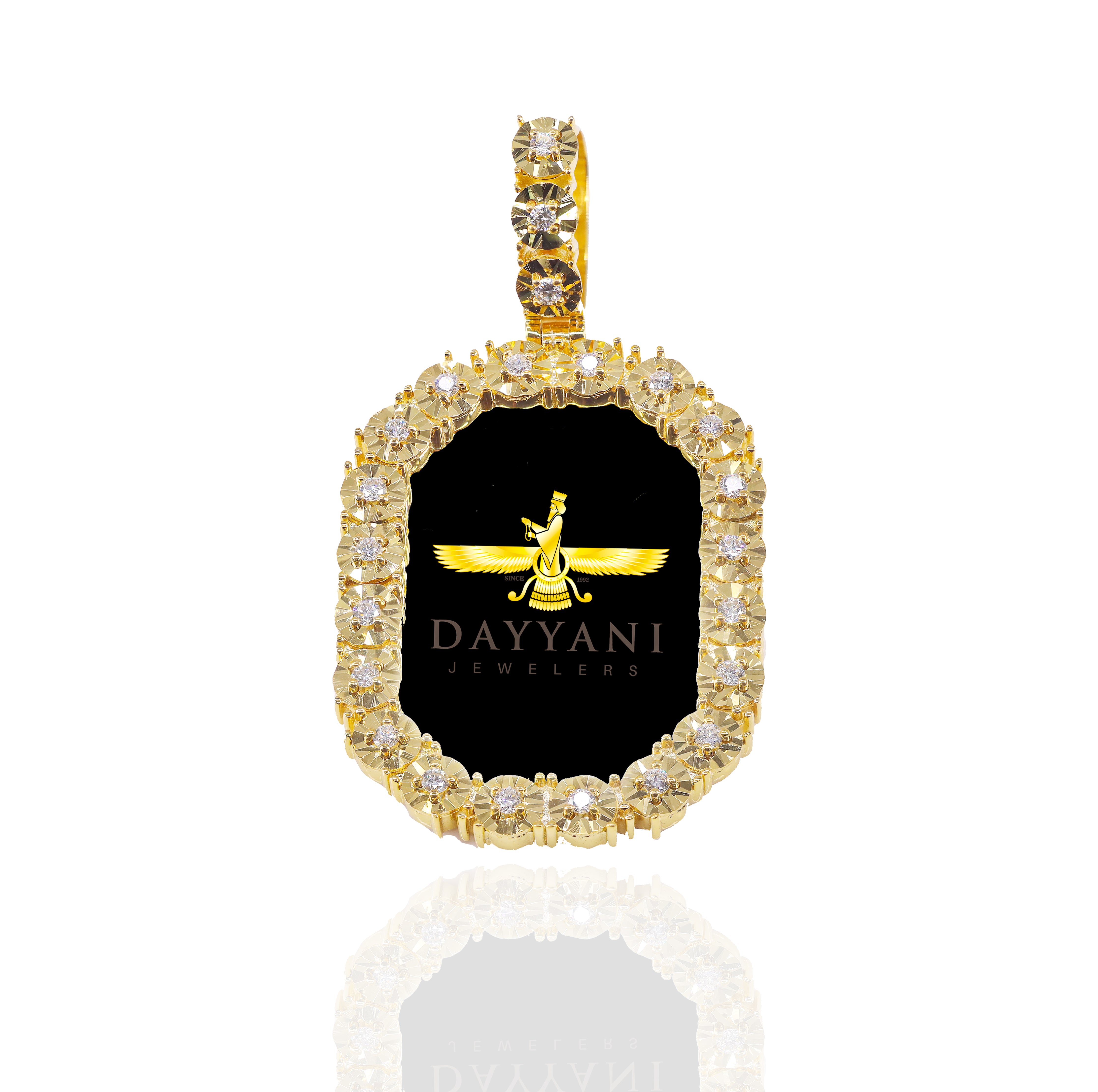1.10 Inch Oval Diamond Cut Diamond Memory Pendant