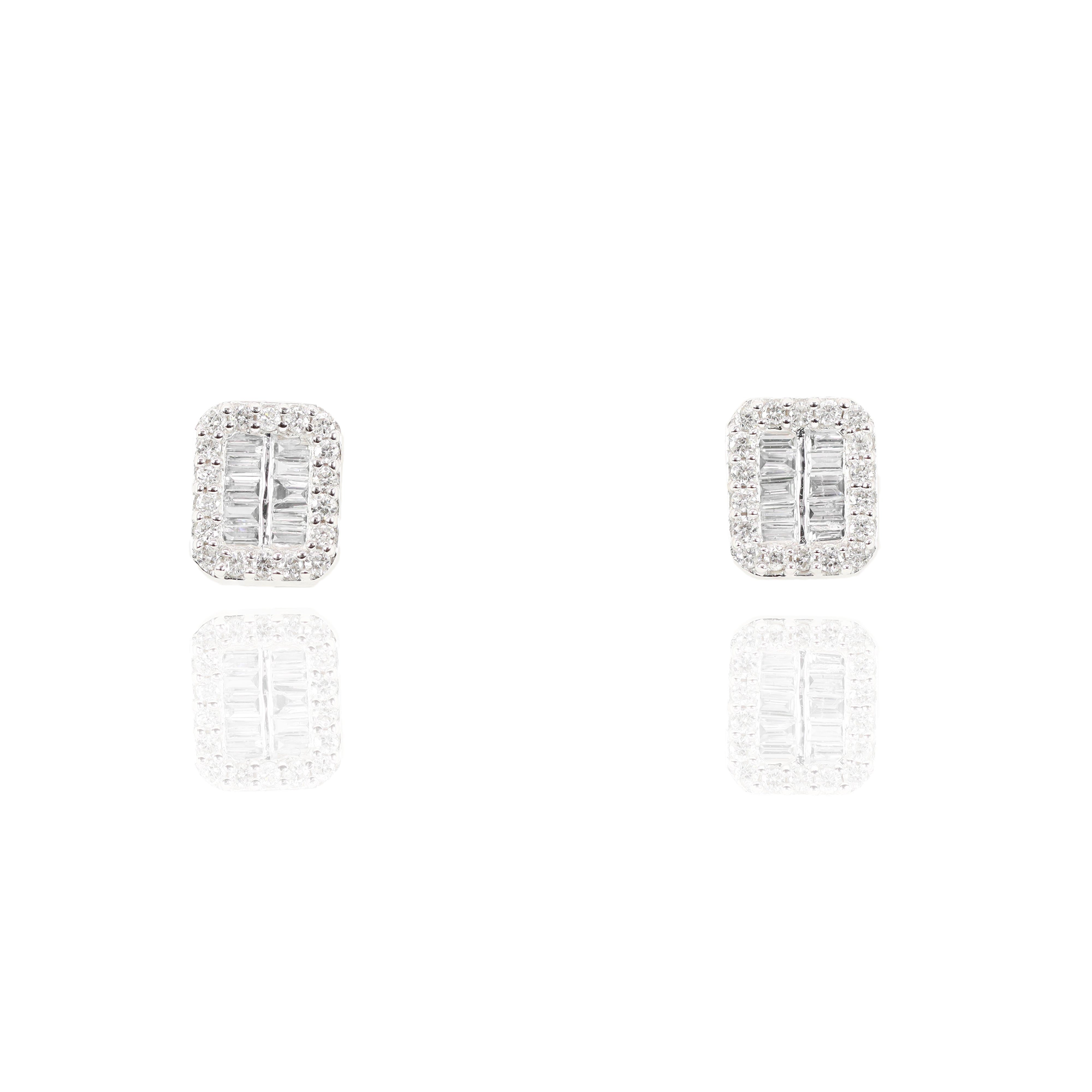 2 Row Baguette Center Diamond Earrings